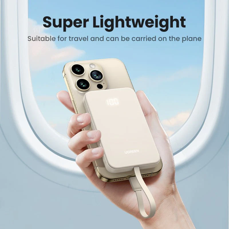 UGREEN Power Bank with Integrated USB-C Cable (10000mAh, 20W PD) - Image 4