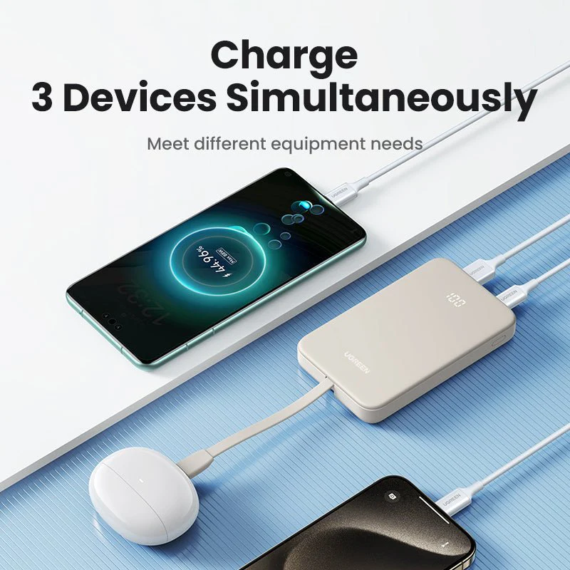 UGREEN Power Bank with Integrated USB-C Cable (10000mAh, 20W PD) - Image 8