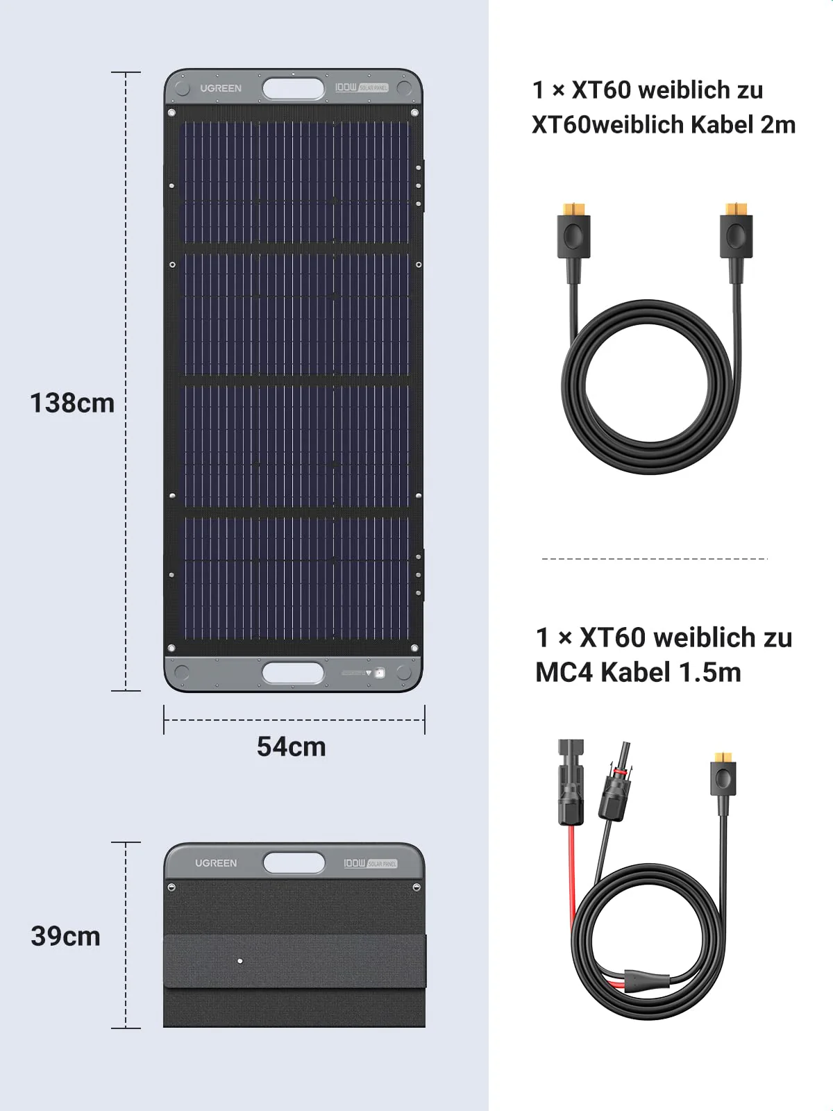UGREEN Solar Panel Foldable Solar Panel for Portable Power Station (100 W) - Image 8