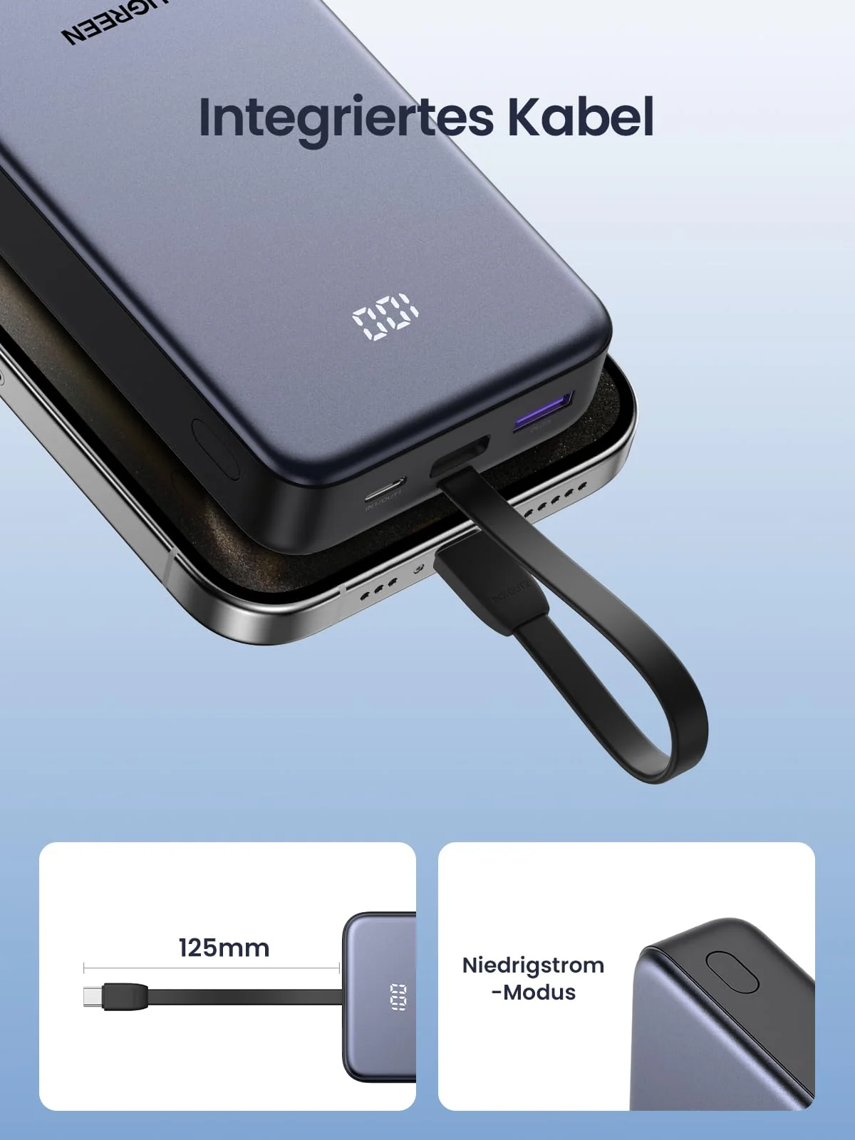 UGREEN 20000mAh 22.5W Power Bank with USB-C Cable - Image 5