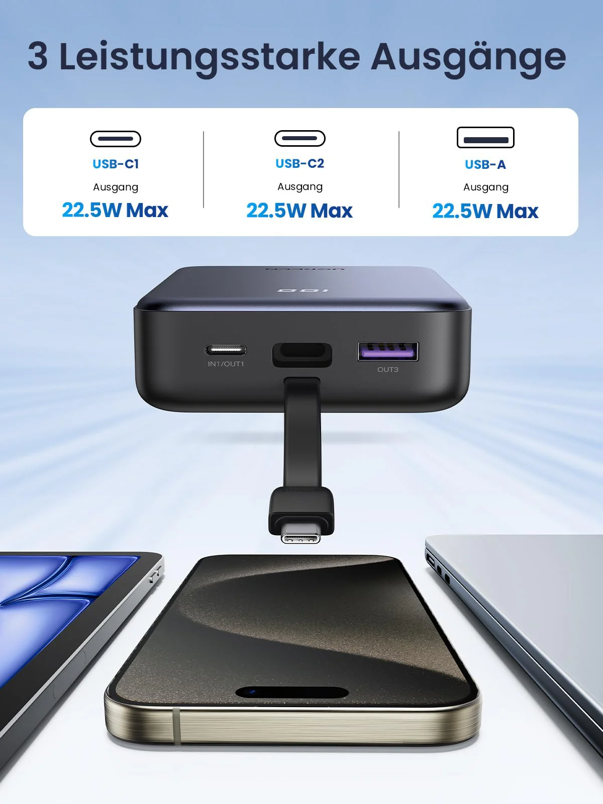 UGREEN 20000mAh 22.5W Power Bank with USB-C Cable - Image 7