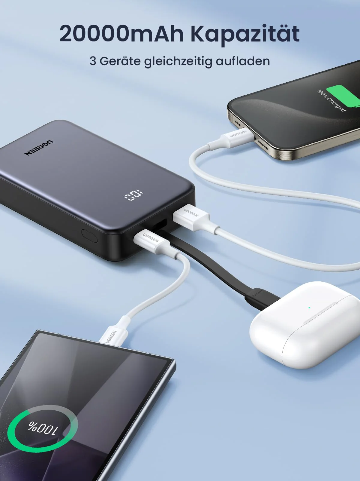 UGREEN 20000mAh 22.5W Power Bank with USB-C Cable - Image 8