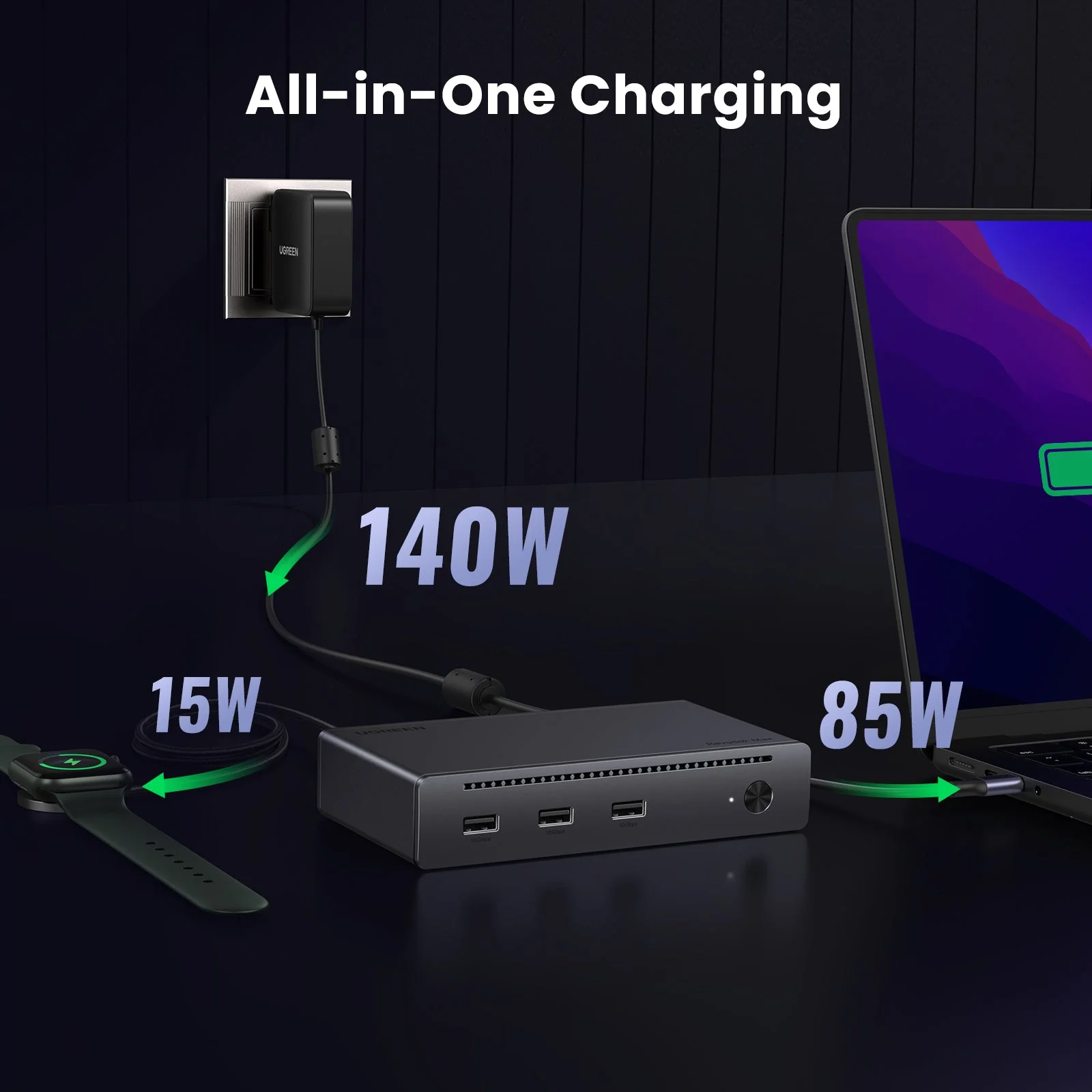 UGREEN Revodok Max 208 Thunderbolt 4 Dock 40Gbps 8-in-1 Docking Station - Image 3