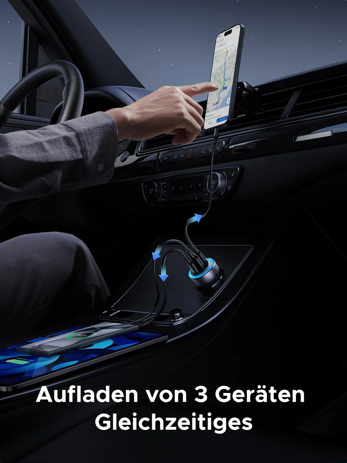UGREEN 30W 3-Port USB-C Car Charger - Image 4