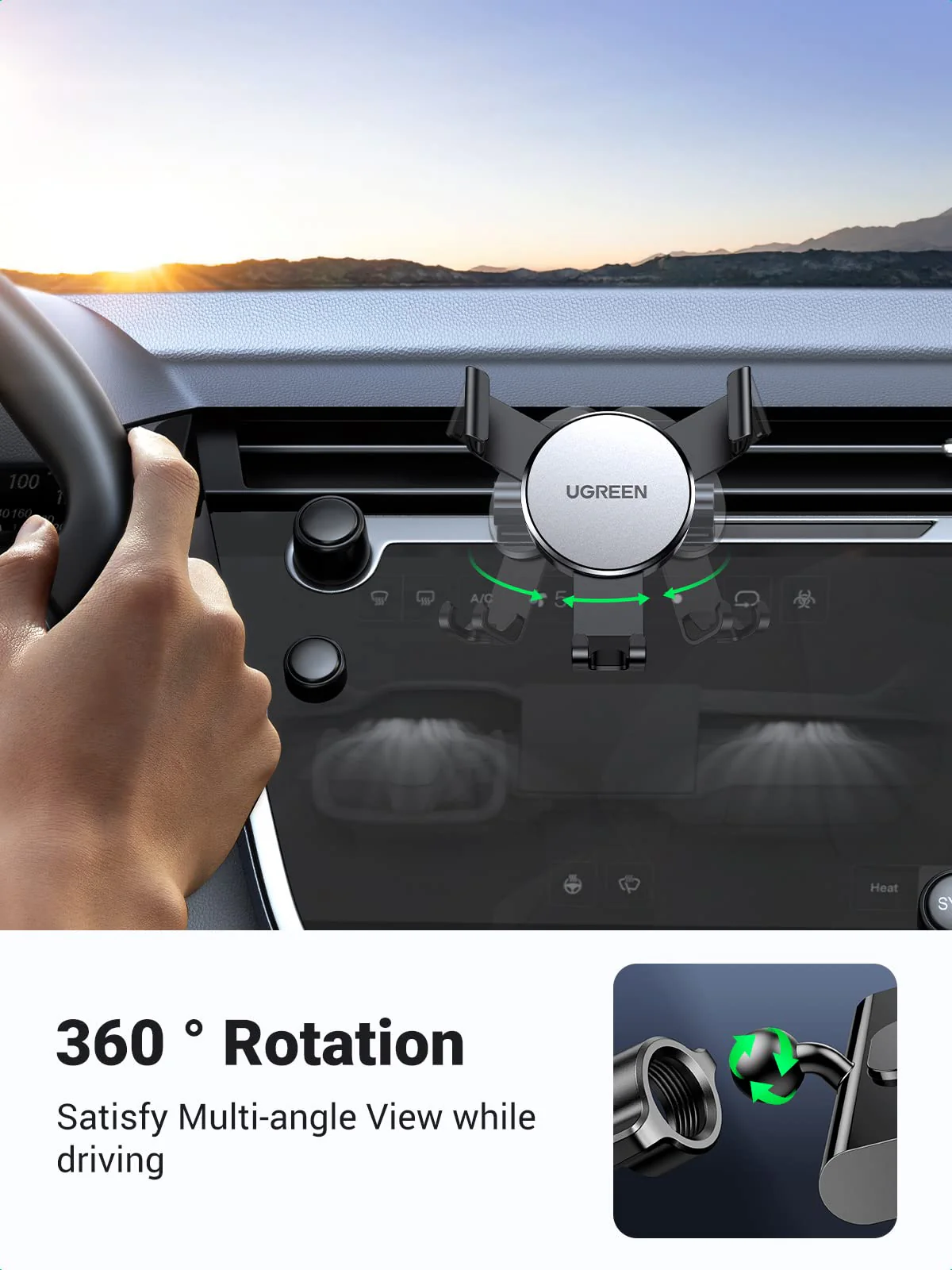 UGREEN Car Phone Mount CD Slot Gravity Car Phone Holder Free Angle Rotation - Image 4