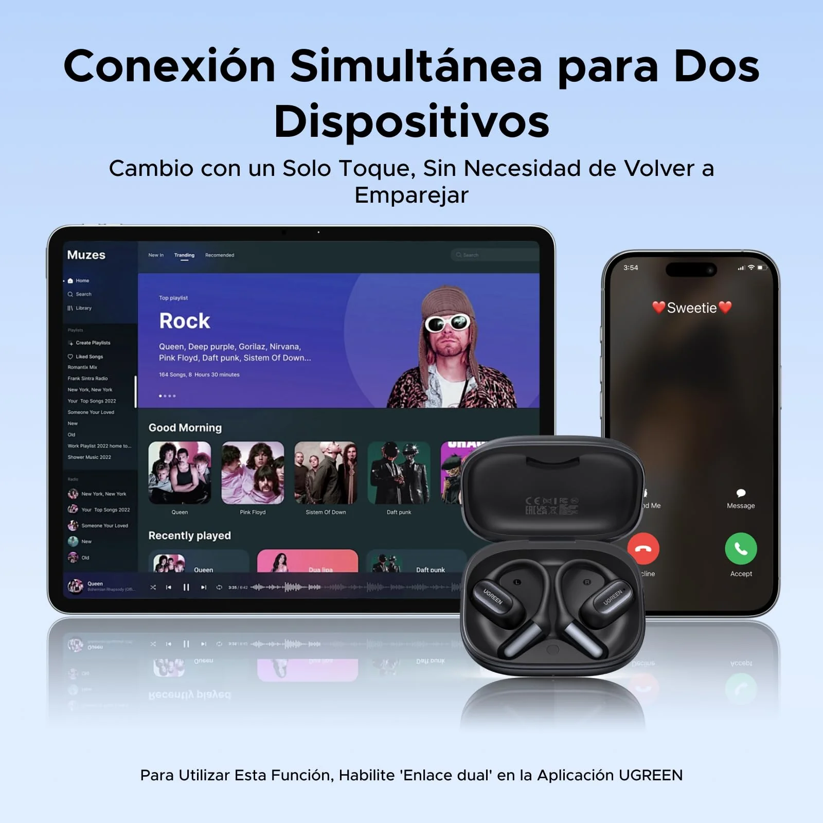 UGREEN FitBuds Wireless Sports Bluetooth Headphones Noise Reduction ENC 4 Microphones Bluetooth 6.0 28 Hours Space Audio Multipoint Connection Control with App IPX5 Black - Image 10