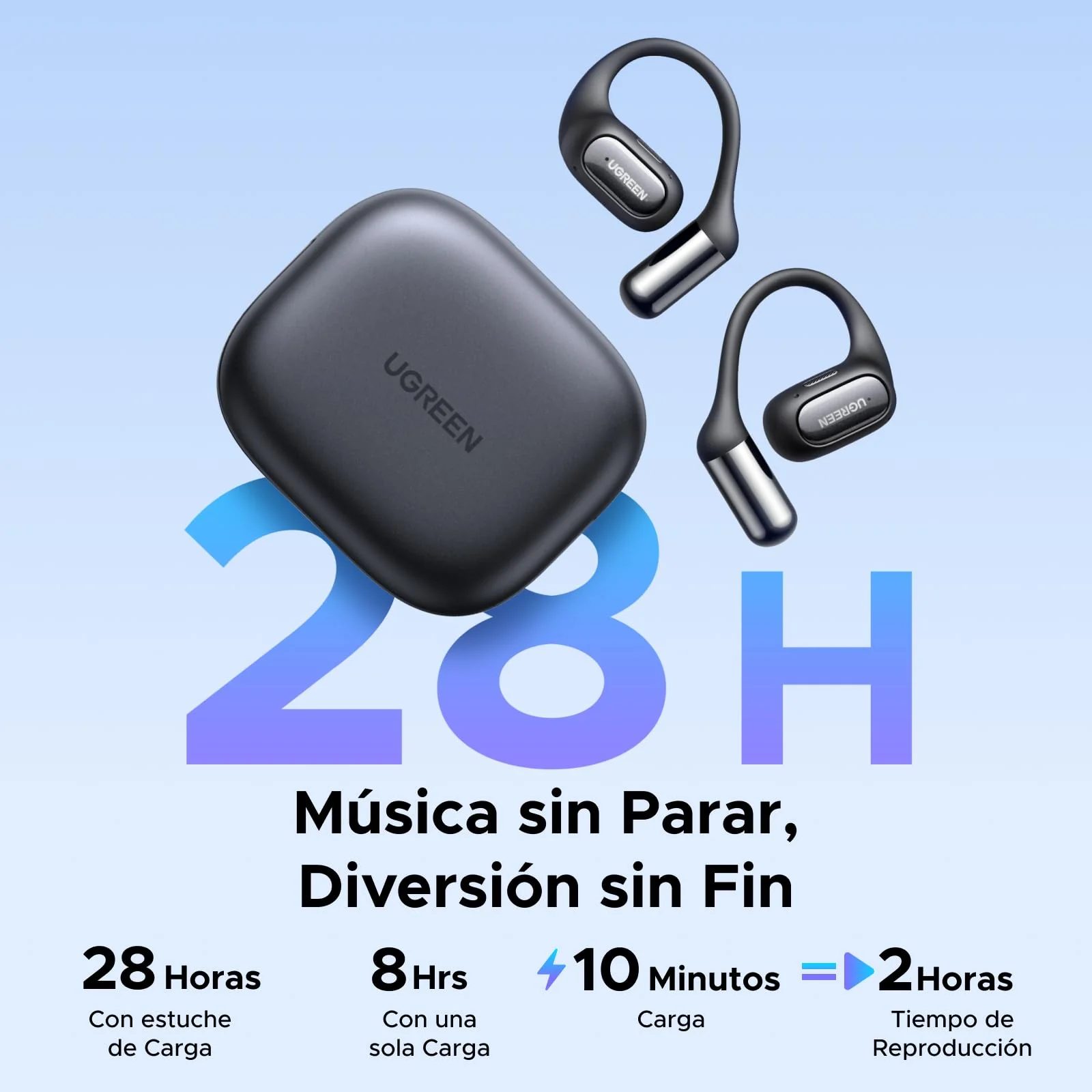 UGREEN FitBuds Wireless Sports Bluetooth Headphones Noise Reduction ENC 4 Microphones Bluetooth 6.0 28 Hours Space Audio Multipoint Connection Control with App IPX5 Black - Image 5