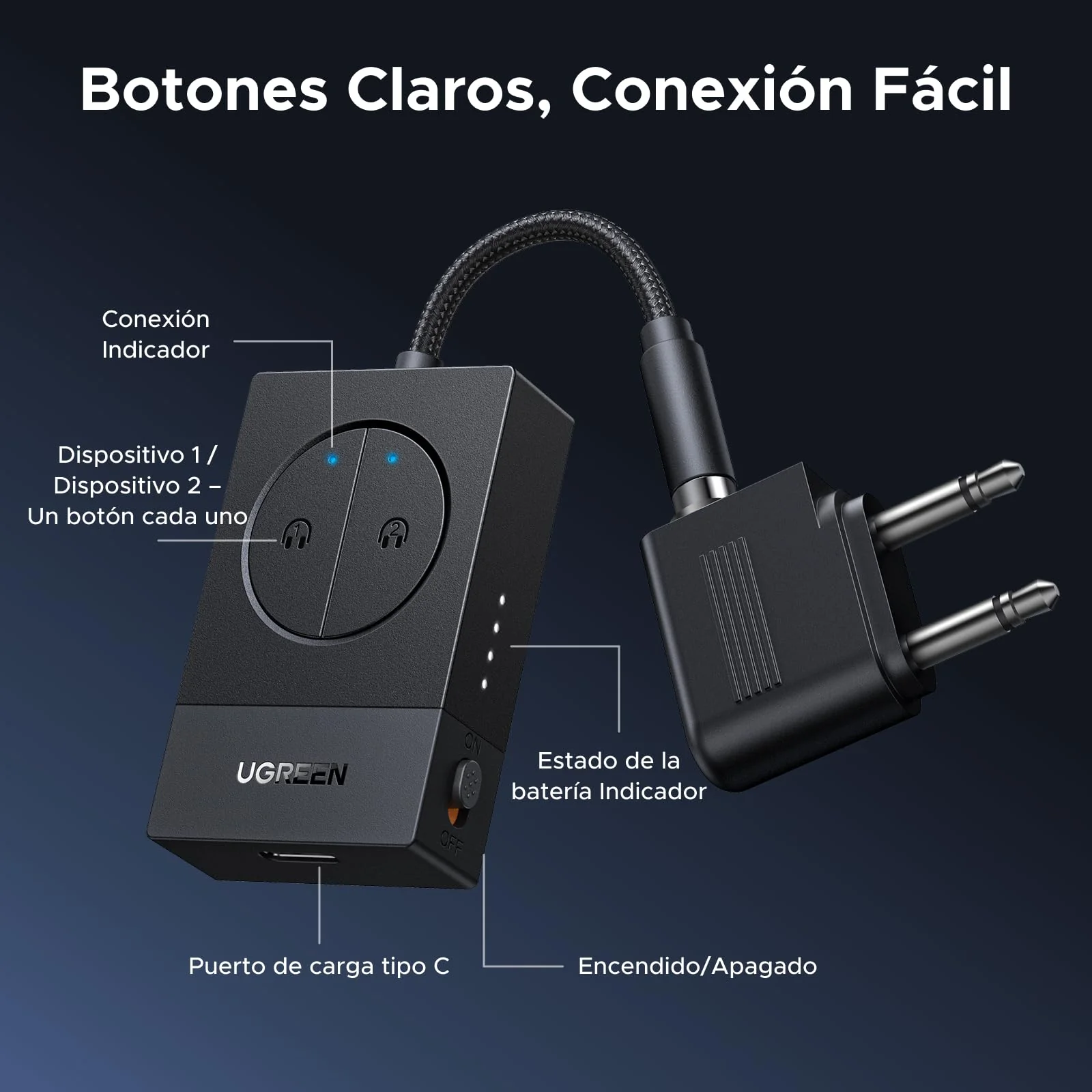 UGREEN Bluetooth 5.4 Transmitter for TV Airplane Aux 3.5mm Adapter Transmitter Bluetooth Audio for Headphones Speakers - Image 7