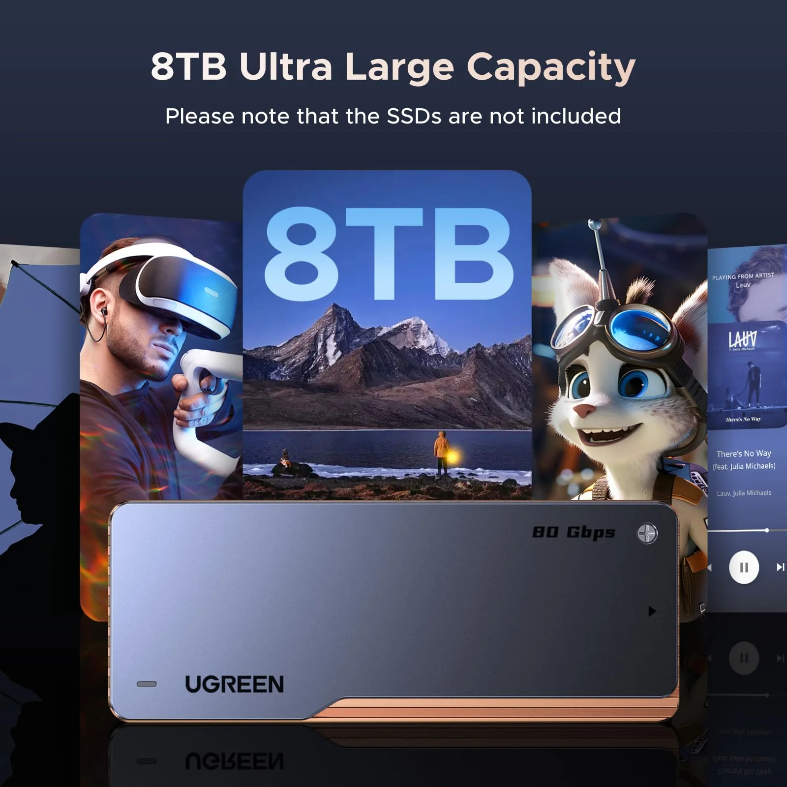 UGREEN 80Gbps M.2 NVMe SSD Enclosure with Thunderbolt 5/4 and USB 4 - Image 5