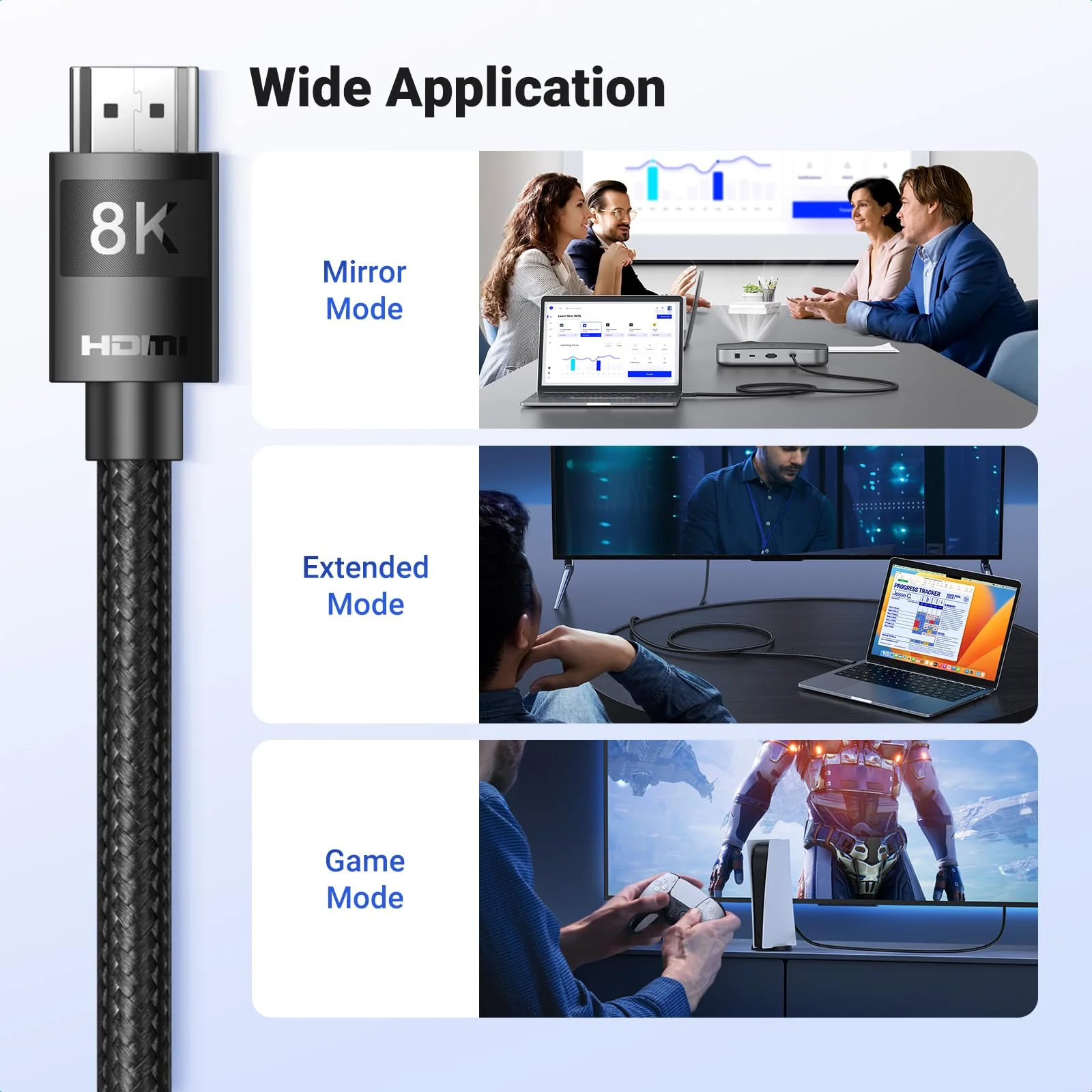 UGREEN HDMI 2.1 Cable (48Gbps, 8K@60Hz, 4K@240Hz, eARC, HDR) - Image 8
