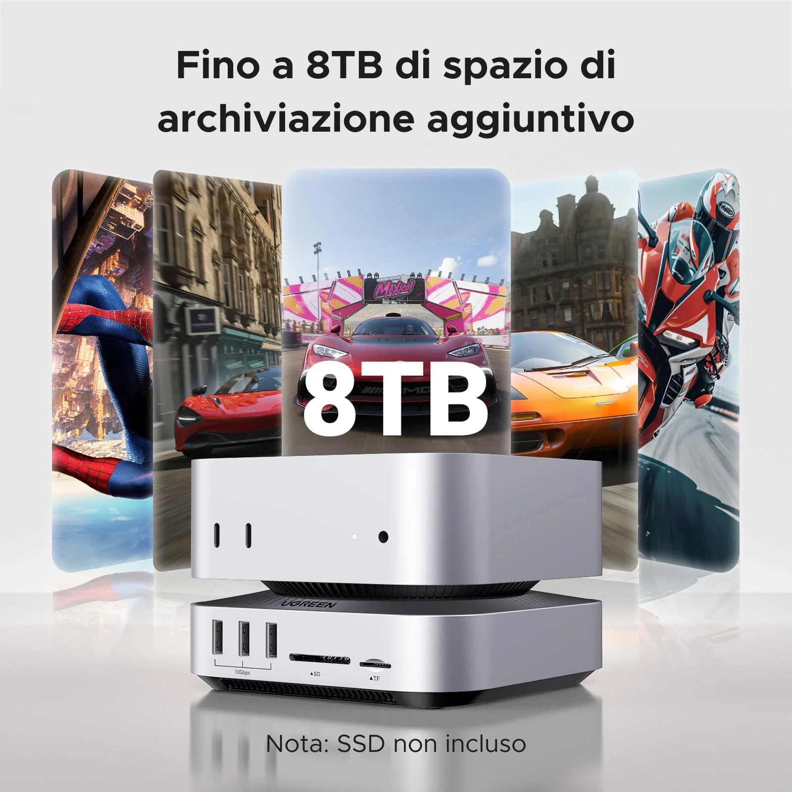 UGREEN USB4.0 40Gbps Docking Station Compatible with Mac Mini M4 and M4 Pro with Case M.2 NVME SSD 10 in 2 Dock Hub USB C HDMI 8K 30Hz 4K 144Hz 5 USB Ports 10Gbps SD TF 4.0 Card Reader 3.5mm - Image 6