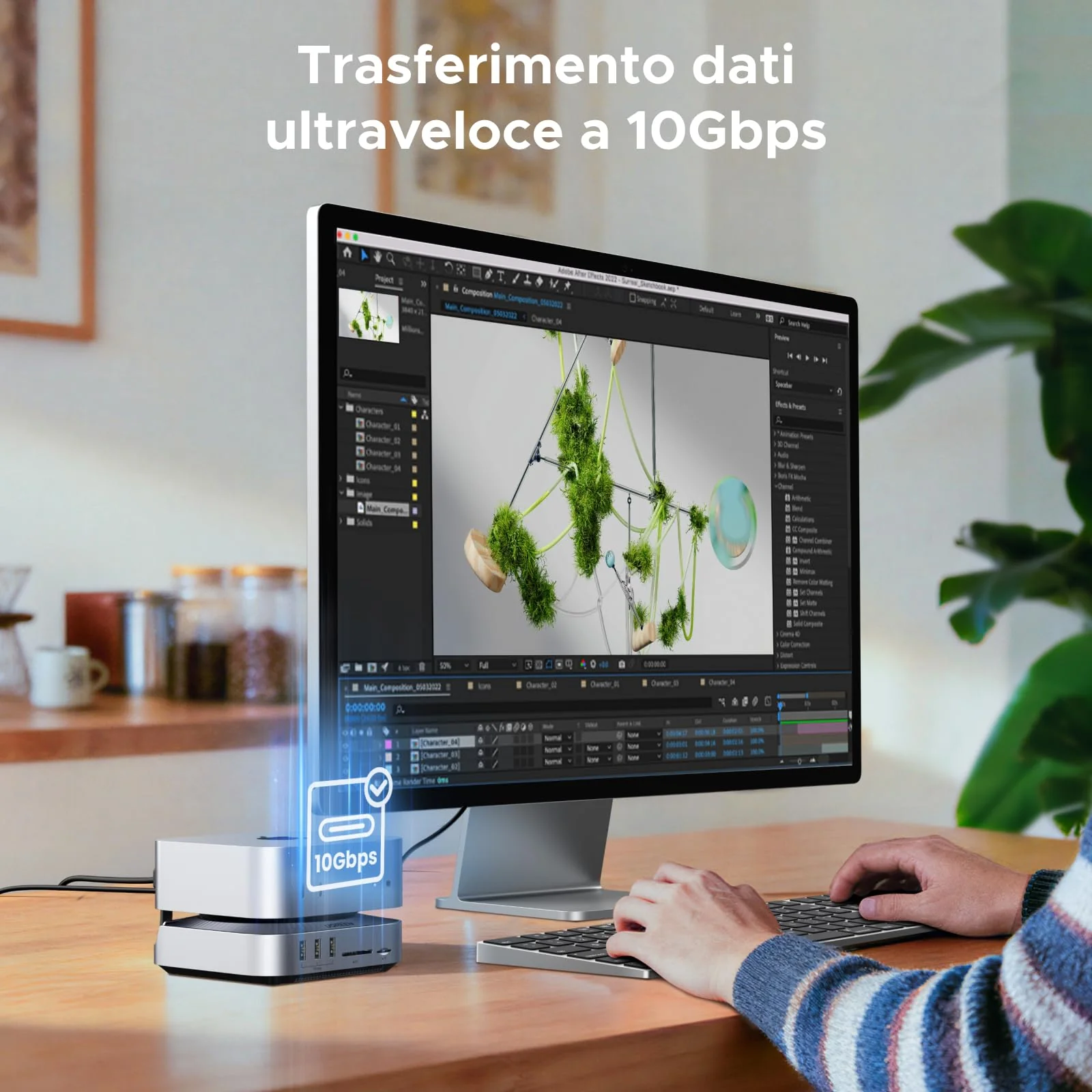 UGREEN USB4.0 40Gbps Docking Station Compatible with Mac Mini M4 and M4 Pro with Case M.2 NVME SSD 10 in 2 Dock Hub USB C HDMI 8K 30Hz 4K 144Hz 5 USB Ports 10Gbps SD TF 4.0 Card Reader 3.5mm - Image 8