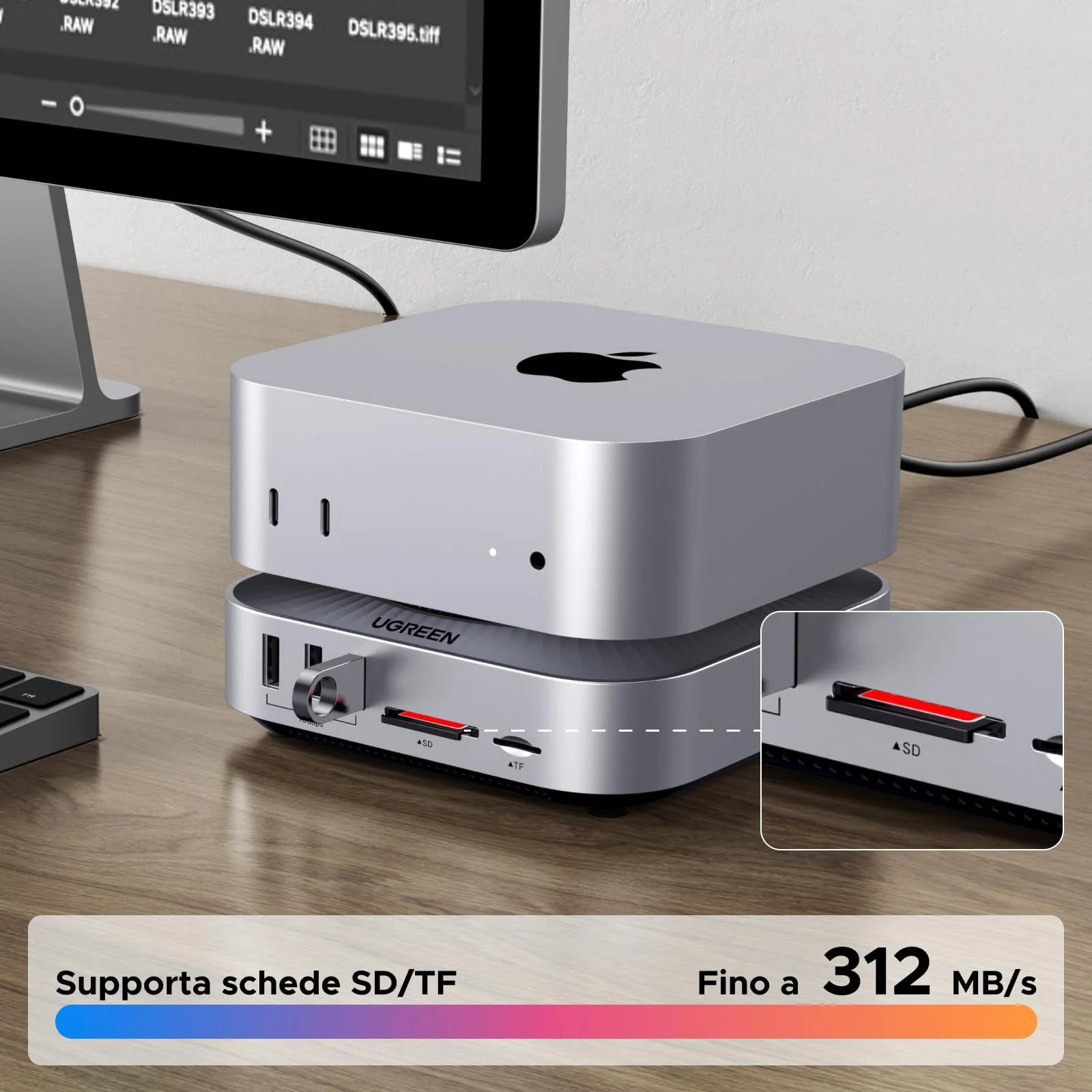 UGREEN USB4.0 40Gbps Docking Station Compatible with Mac Mini M4 and M4 Pro with Case M.2 NVME SSD 10 in 2 Dock Hub USB C HDMI 8K 30Hz 4K 144Hz 5 USB Ports 10Gbps SD TF 4.0 Card Reader 3.5mm - Image 9