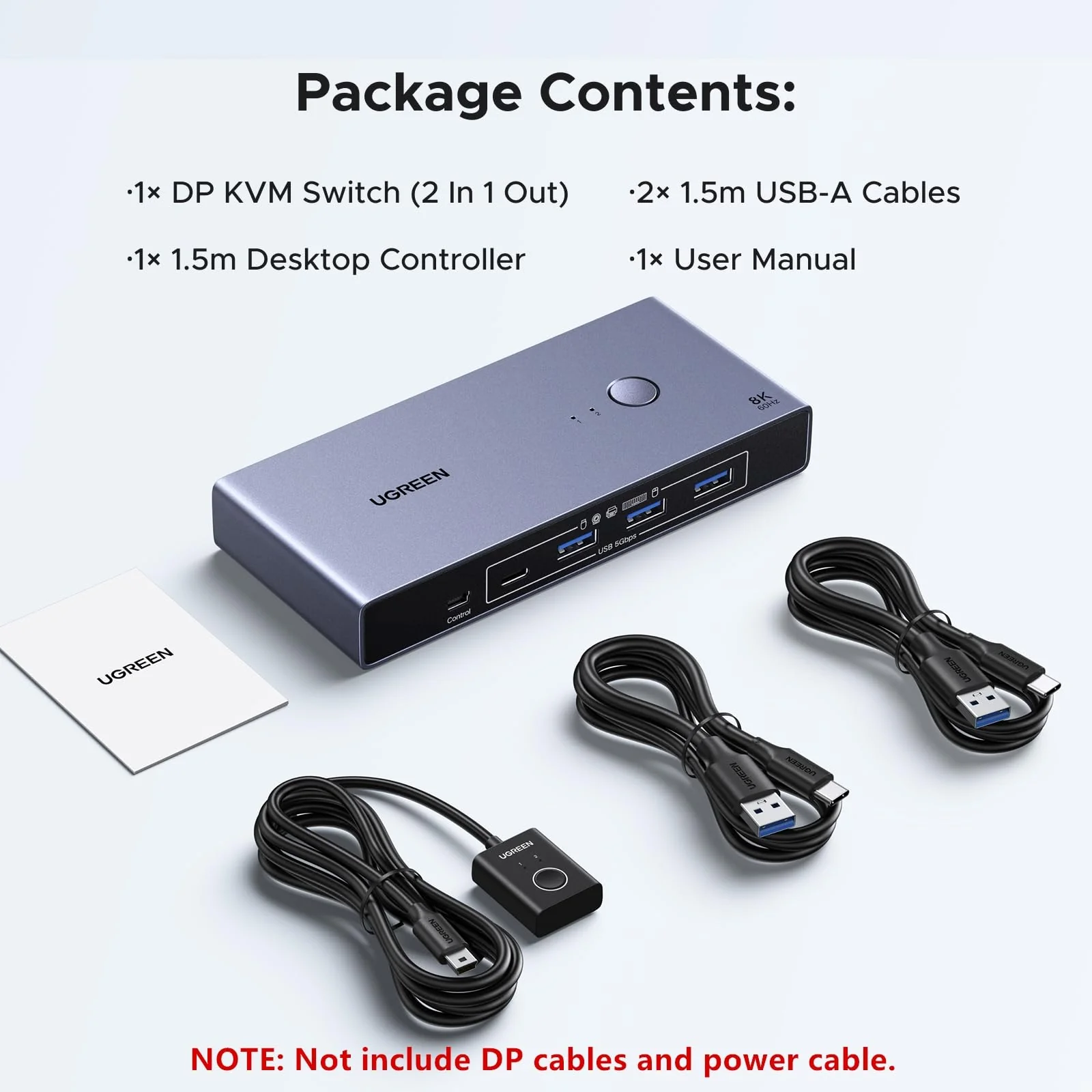UGREEN DisplayPort KVM Switch 2 PCs 1 Monitor (DP 1.4, 8K@60Hz, 4 USB 3.0 Ports) - Image 8