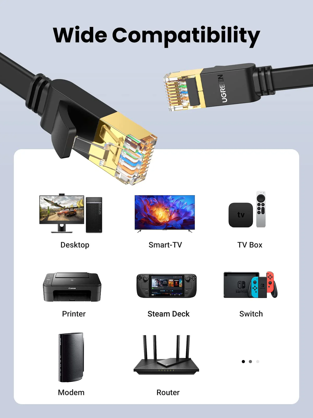 UGREEN Ethernet Cable 1M, Cat 7 Flat High-Speed 10Gbps 600MHz RJ45 LAN - Image 8