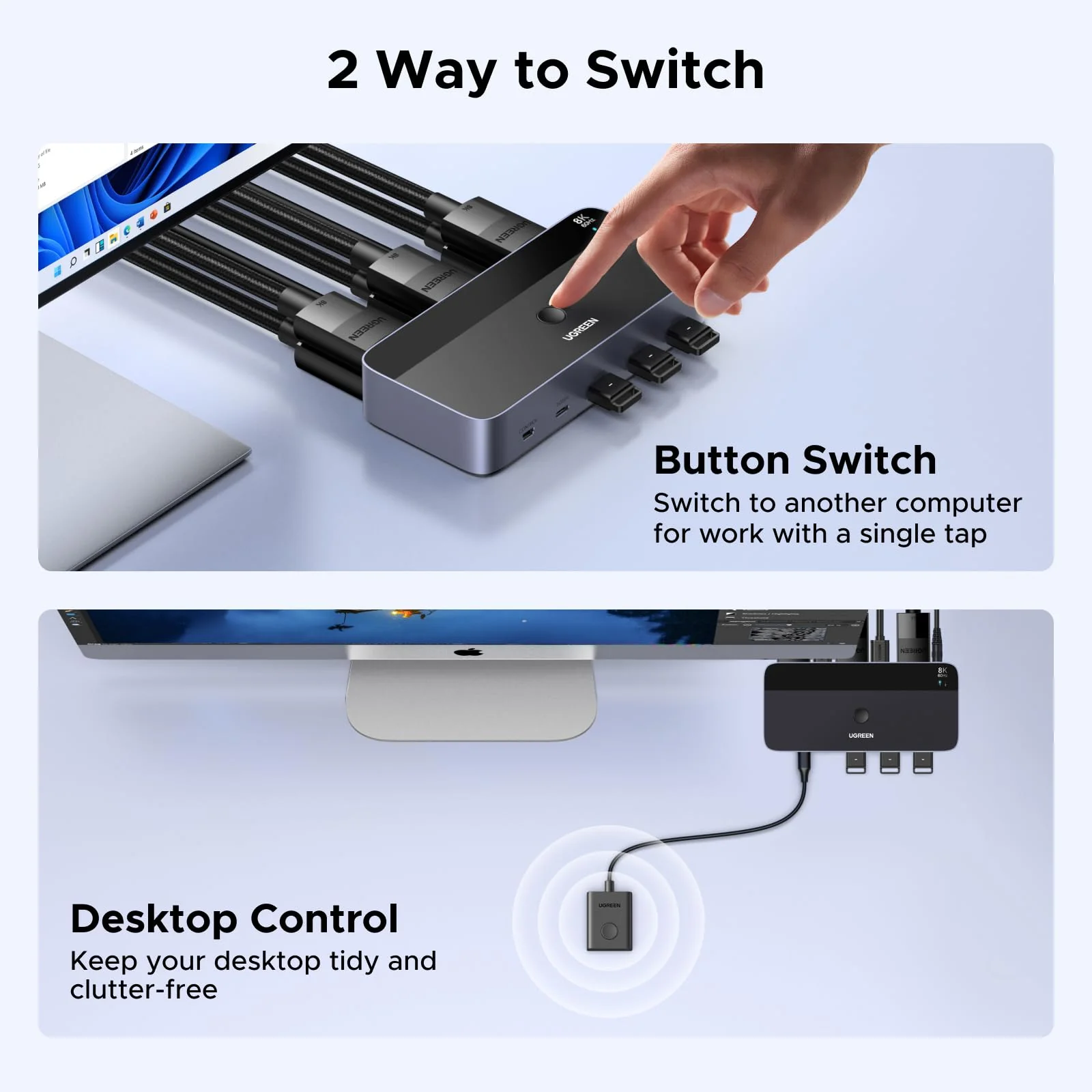 UGREEN KVM Switch (2 Computers, 2 Monitors, 8K@60Hz) - Image 7