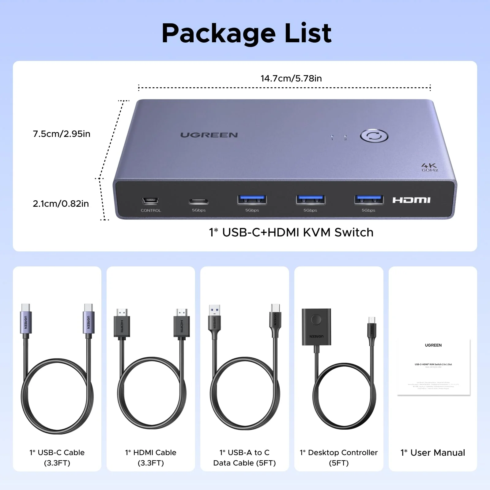 UGREEN KVM Switch (2 PCs, 4K@60Hz, 5Gbps) - Image 9