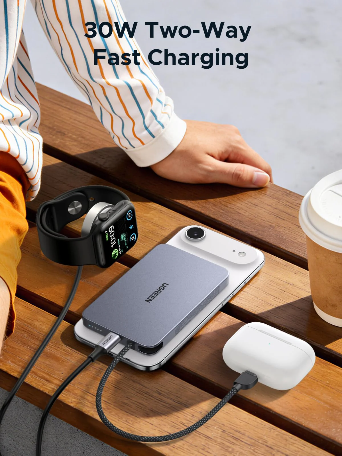 UGREEN MagFlow Air Magnetic Power Bank (10000mAh, Qi2 15W) - Image 6