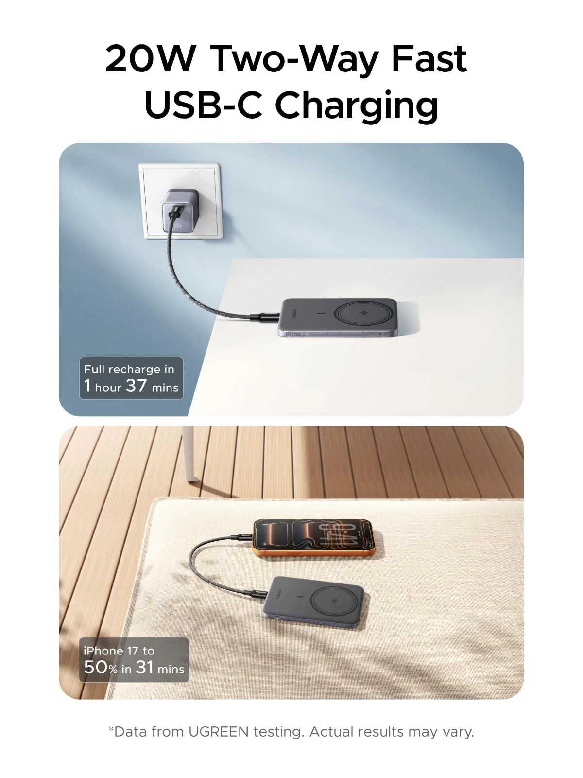 UGREEN MagFlow Air Magnetic Power Bank (5000mAh, Qi2 15W) - Image 6