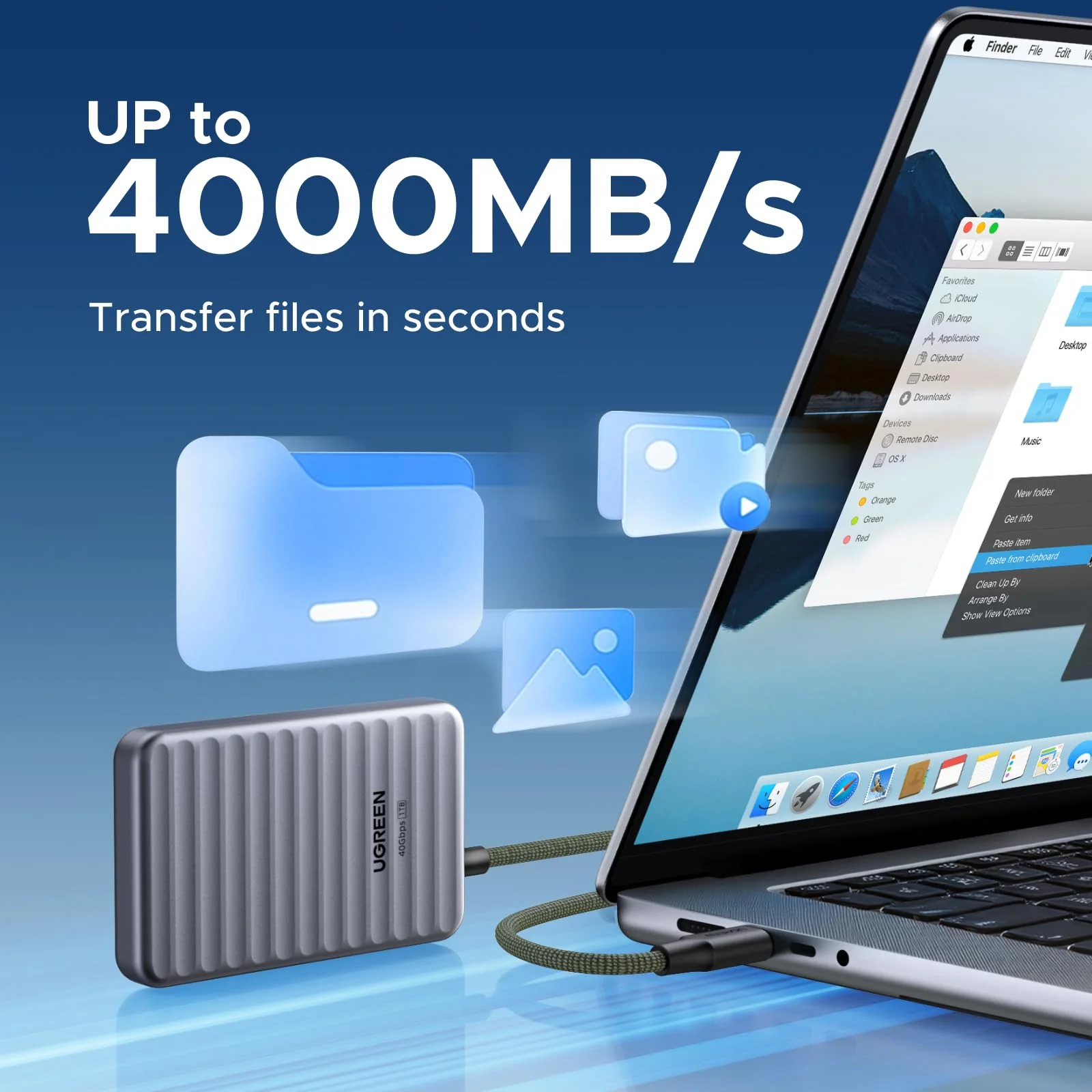 UGREEN NeoDrive Go 1TB Portable SSD ( USB4, Thunderblot 4, 4000MB/s) - Image 2