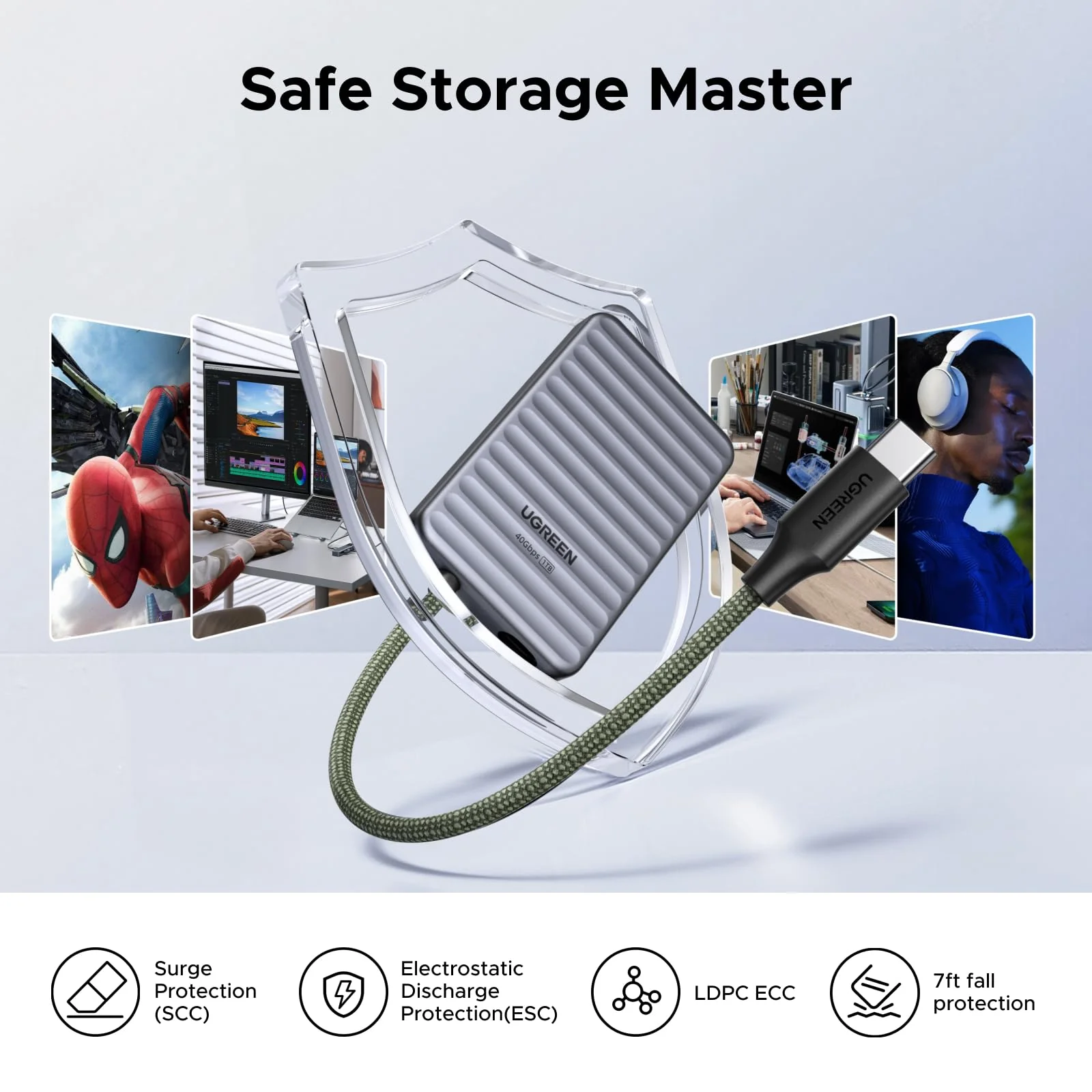 UGREEN NeoDrive Go 1TB Portable SSD ( USB4, Thunderblot 4, 4000MB/s) - Image 5