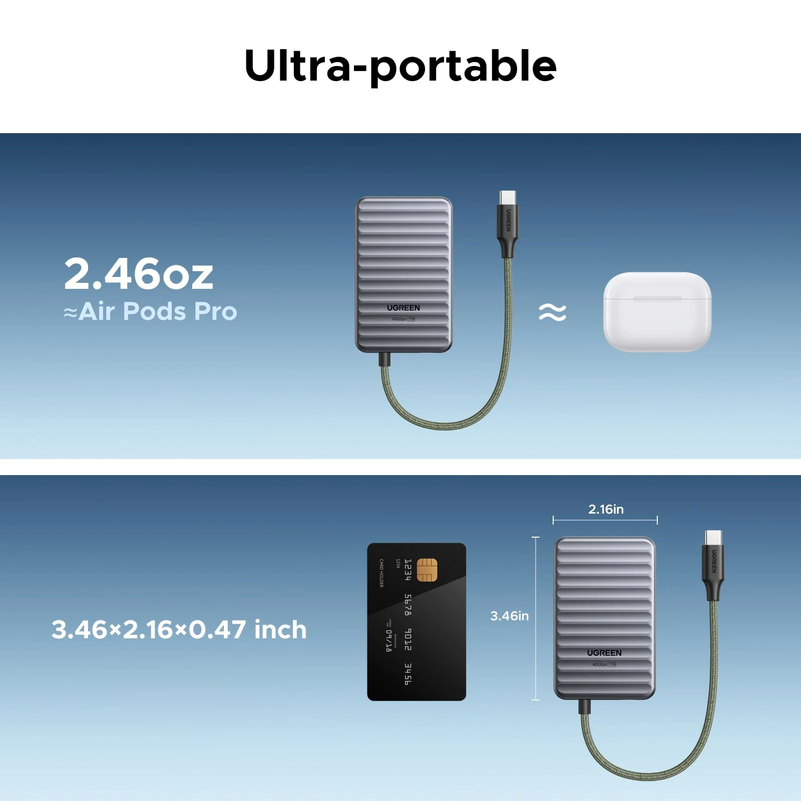 UGREEN NeoDrive Go 1TB Portable SSD ( USB4, Thunderblot 4, 4000MB/s) - Image 8