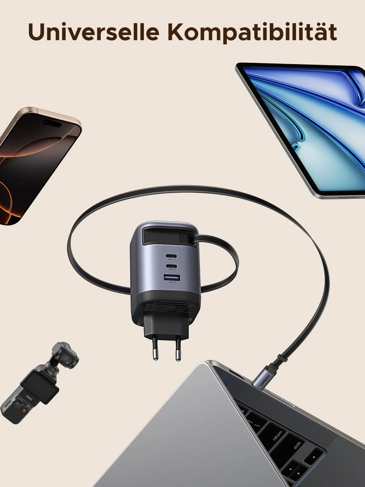 UGREEN Nexode 100W Charger with Retractable USB-C Cable - Image 8