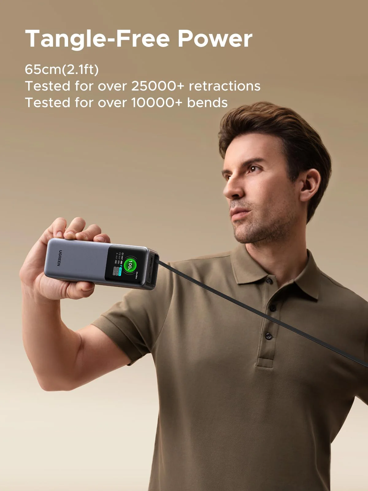 UGREEN Nexode Power Bank 20000mAh 165W with Retractable USB-C Cable - Image 3