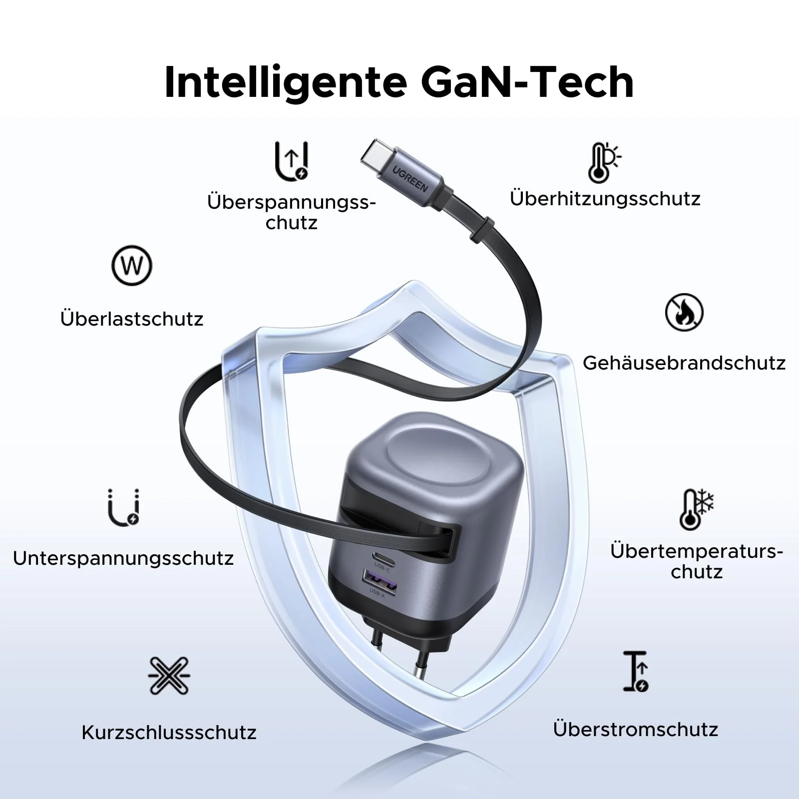 UGREEN Nexode 45W Charger with Retractable USB-C Cable - Image 5