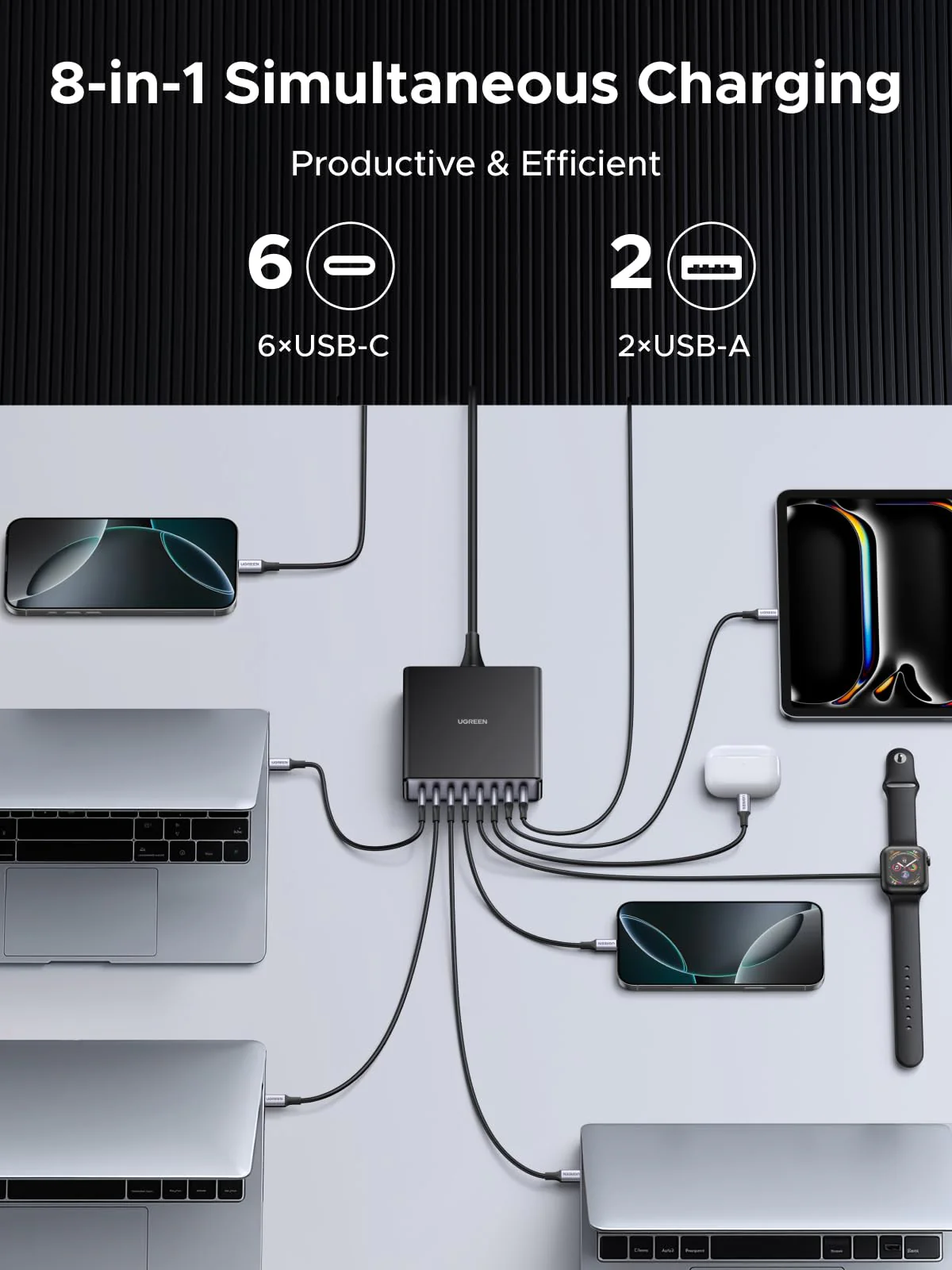 UGREEN Nexode Desktop GaN Charger (200W, 8-Port) - Image 3