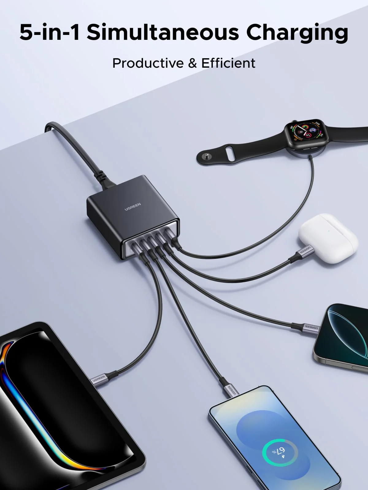 UGREEN Nexode Desktop GaN Charger (65W, 5-Port) - Image 4