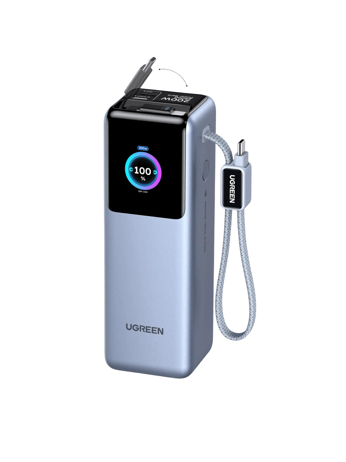 UGREEN Nexode Power Bank with Retractable Cable (25000mAh, 200W, 4 Ports)