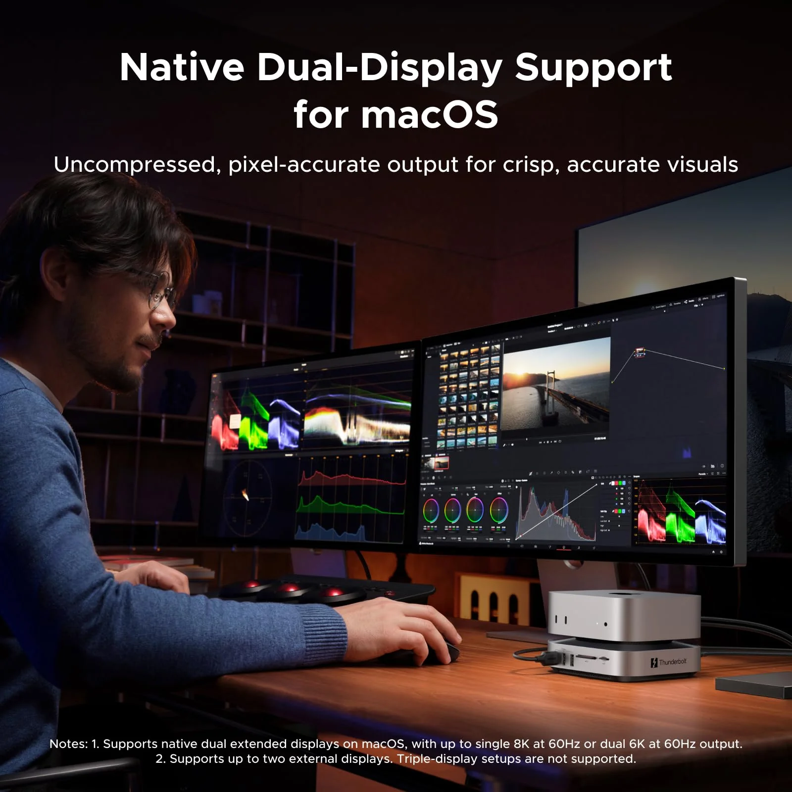 UGREEN Revodok Maxidok 10-in-1 Thunderbolt™ 5 Mac mini Dock with M.2 NVMe SSD Slot, Dual 6K Displays for Mac mini M4/M4 Pro - Image 8