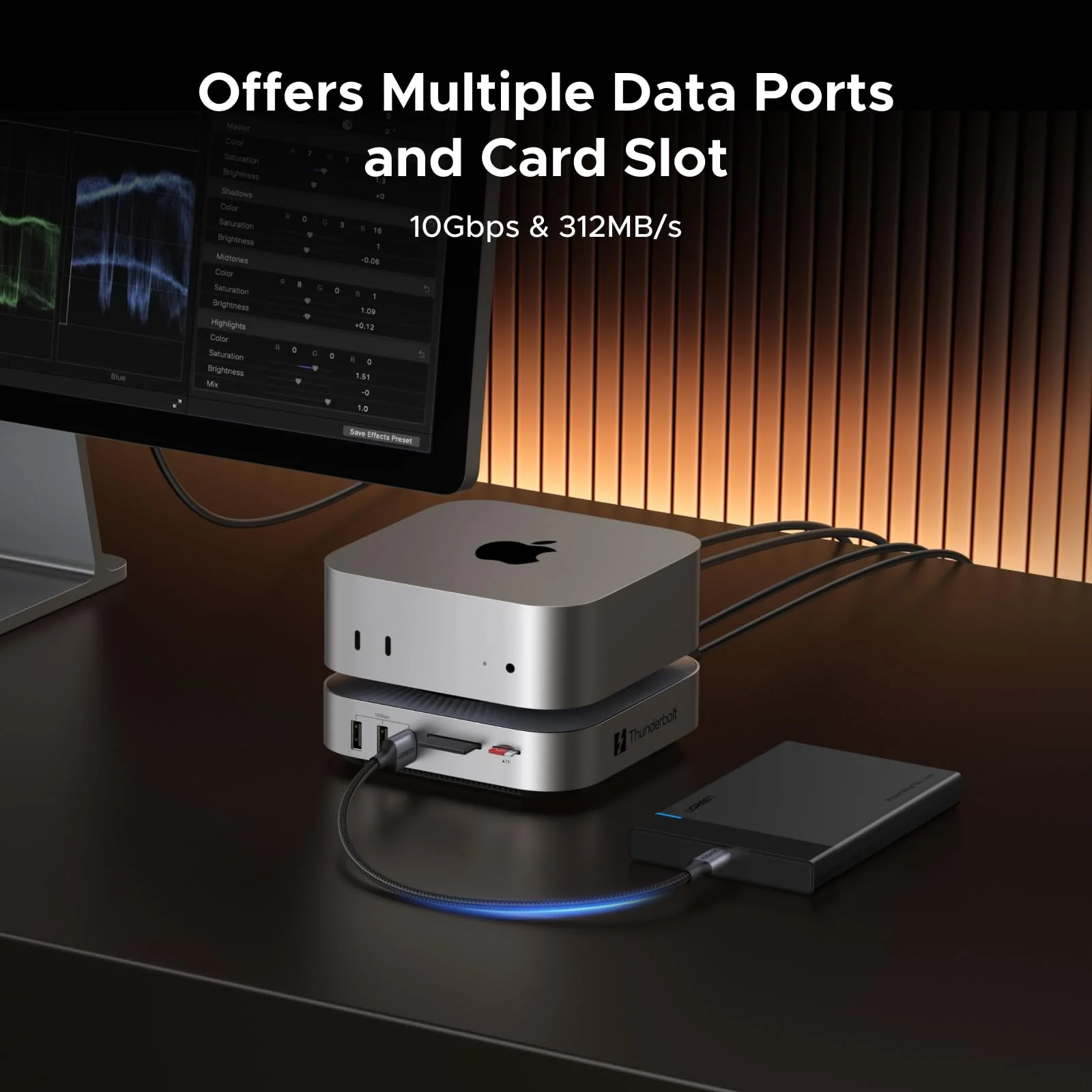 UGREEN Revodok Maxidok 10-in-1 Thunderbolt™ 5 Mac mini Dock with M.2 NVMe SSD Slot, Dual 6K Displays for Mac mini M4/M4 Pro - Image 9