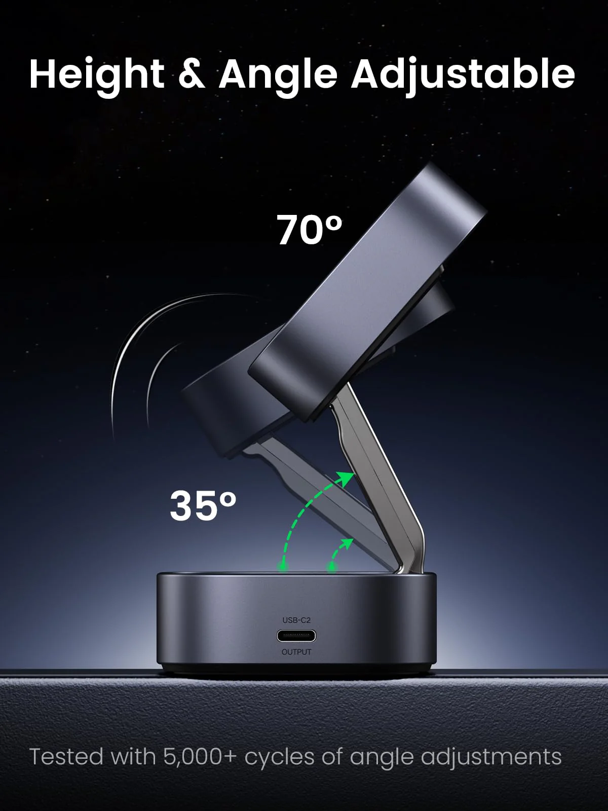 UGREEN MagFlow 2-in-1 Wireless Charger (Qi 15W, MagSafe Compatible, Foldable) - Image 4