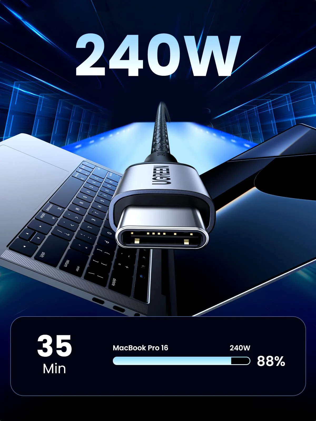 UGREEN 240W USB C to USB C Cable, 6.6FT - Image 2