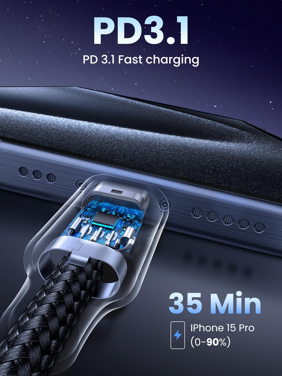 UGREEN 240W USB C to USB C Cable, 6.6FT - Image 3