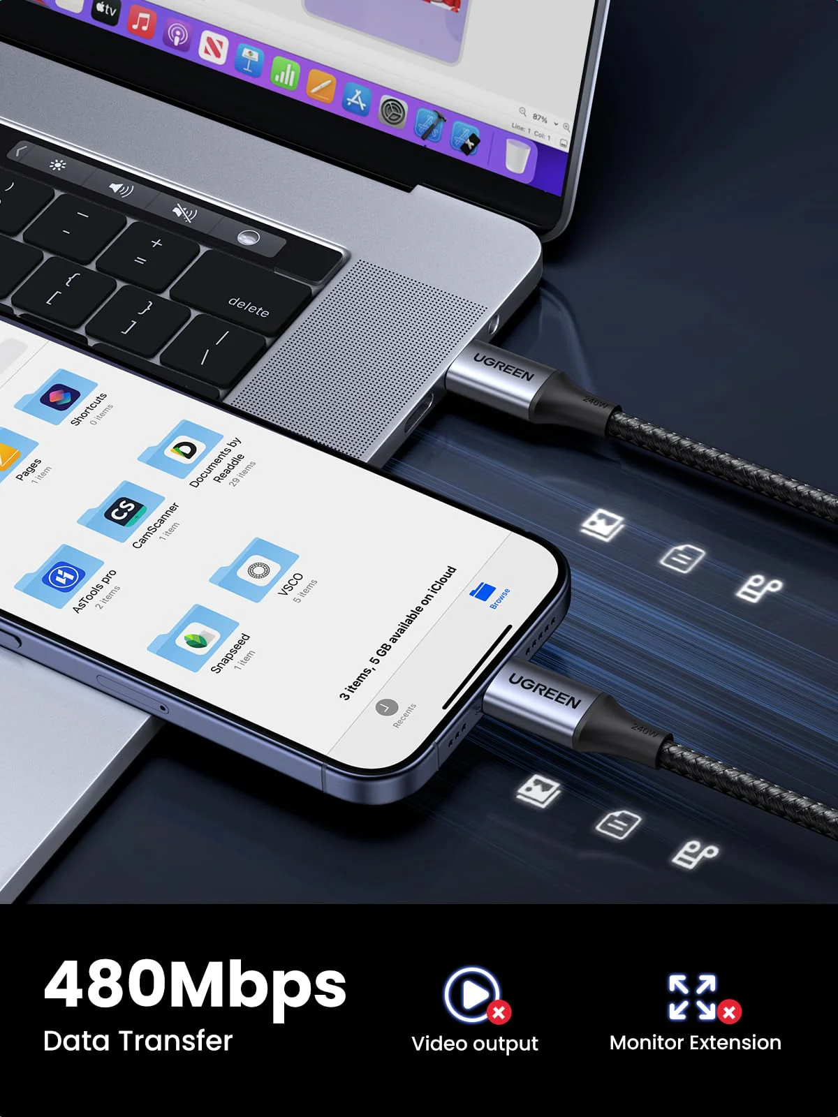 UGREEN 240W USB C to USB C Cable, 6.6FT - Image 6