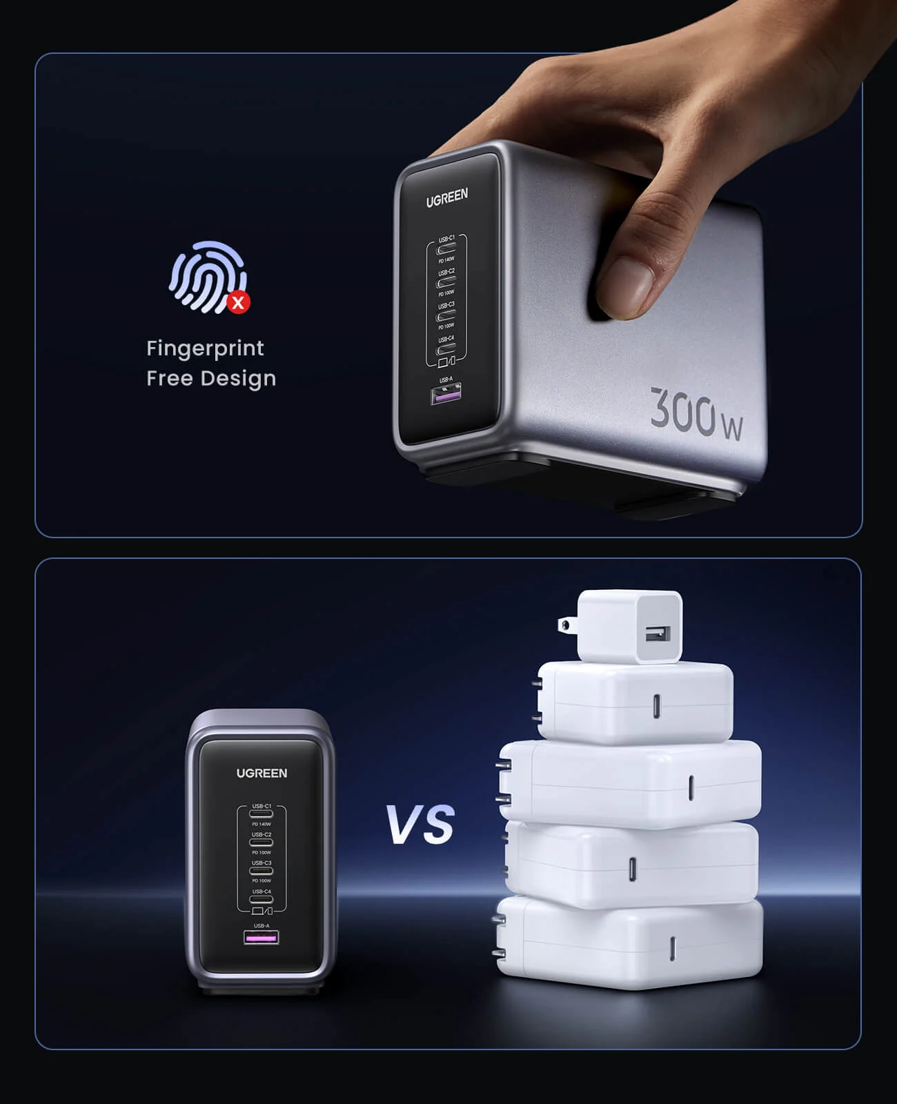 UGREEN 300W 5-Port GaN Charger & 2× 100W USB-C Cable - Image 6