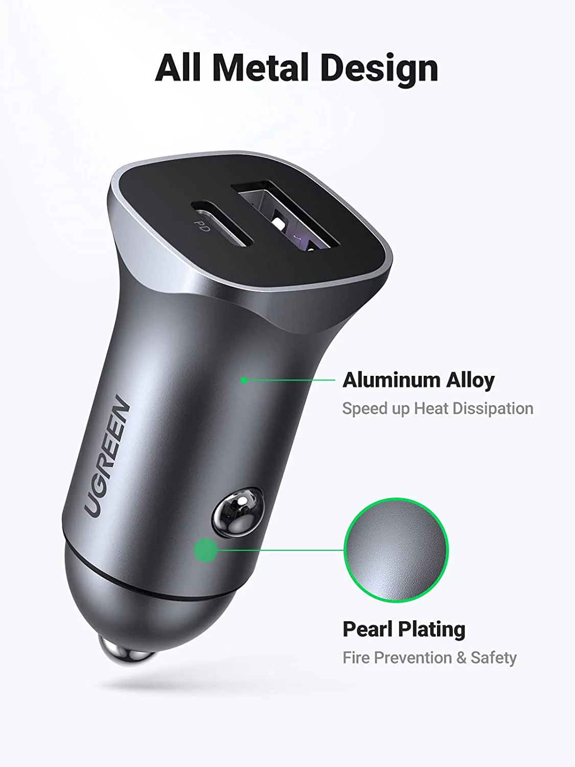 UGREEN 30W Car Charger with 60W USB C Cable PD&QC3.0 Fast Charge - Image 6