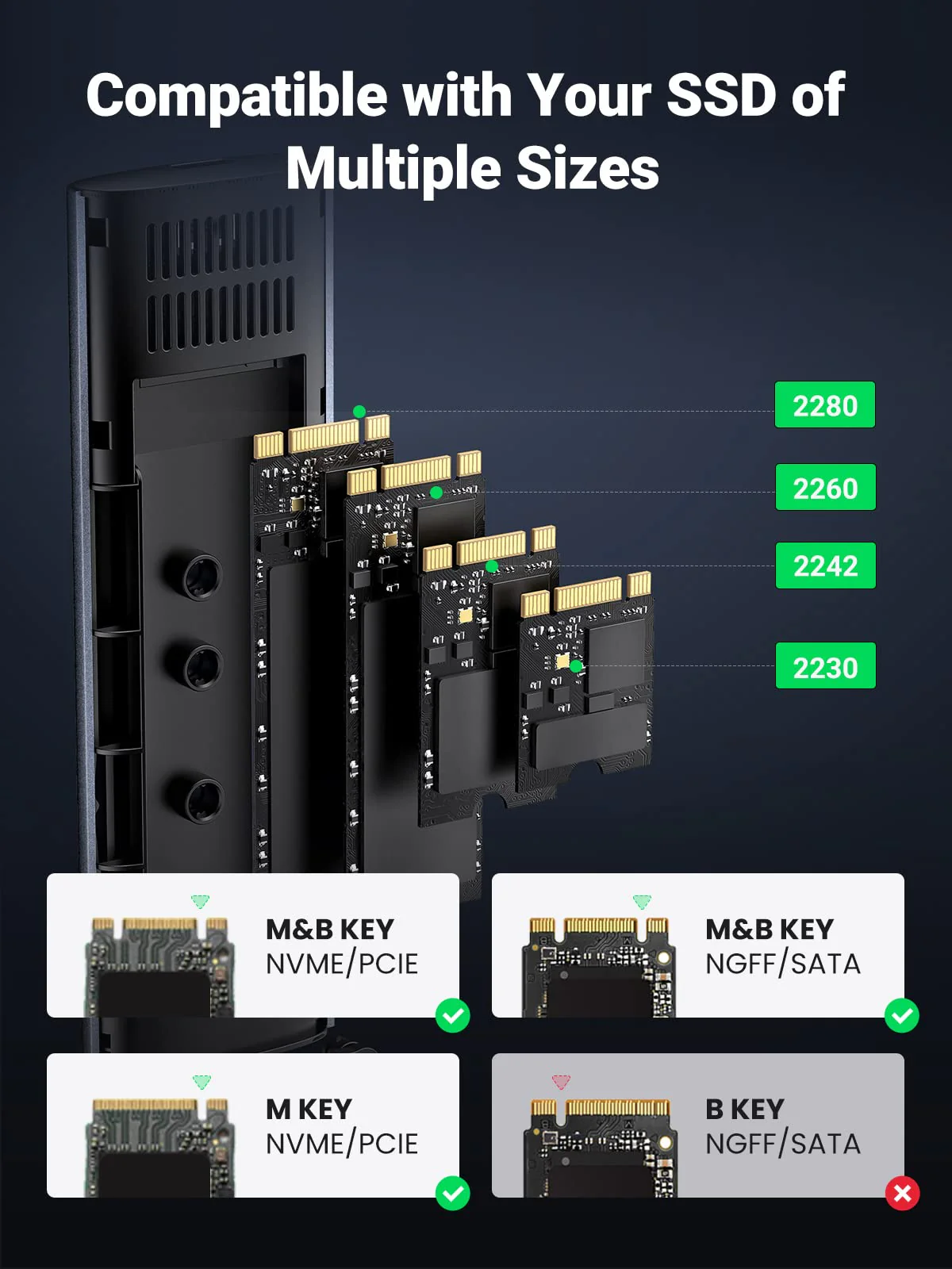 UGREEN M.2 NVMe SSD Enclosure, USB 3.2 GEN 2 10Gbps SSD Caddy - Image 4