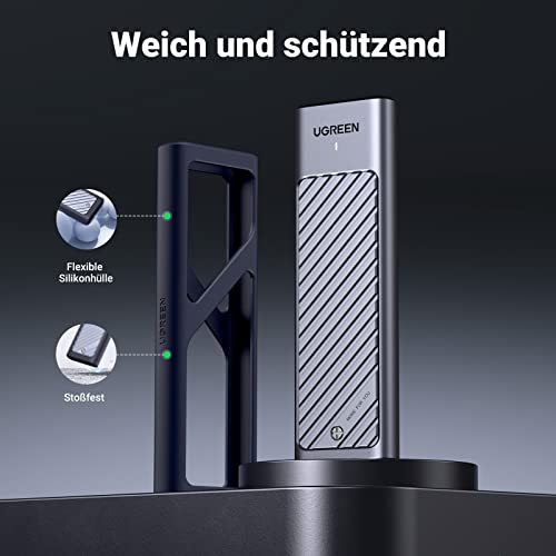 UGREEN 2-in-1 M.2 NVMe & SATA SSD Enclosure (USB-C 10Gbps, Aluminum, Thermal Pad) - Image 3