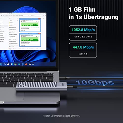 UGREEN 2-in-1 M.2 NVMe & SATA SSD Enclosure (USB-C 10Gbps, Aluminum, Thermal Pad) - Image 8