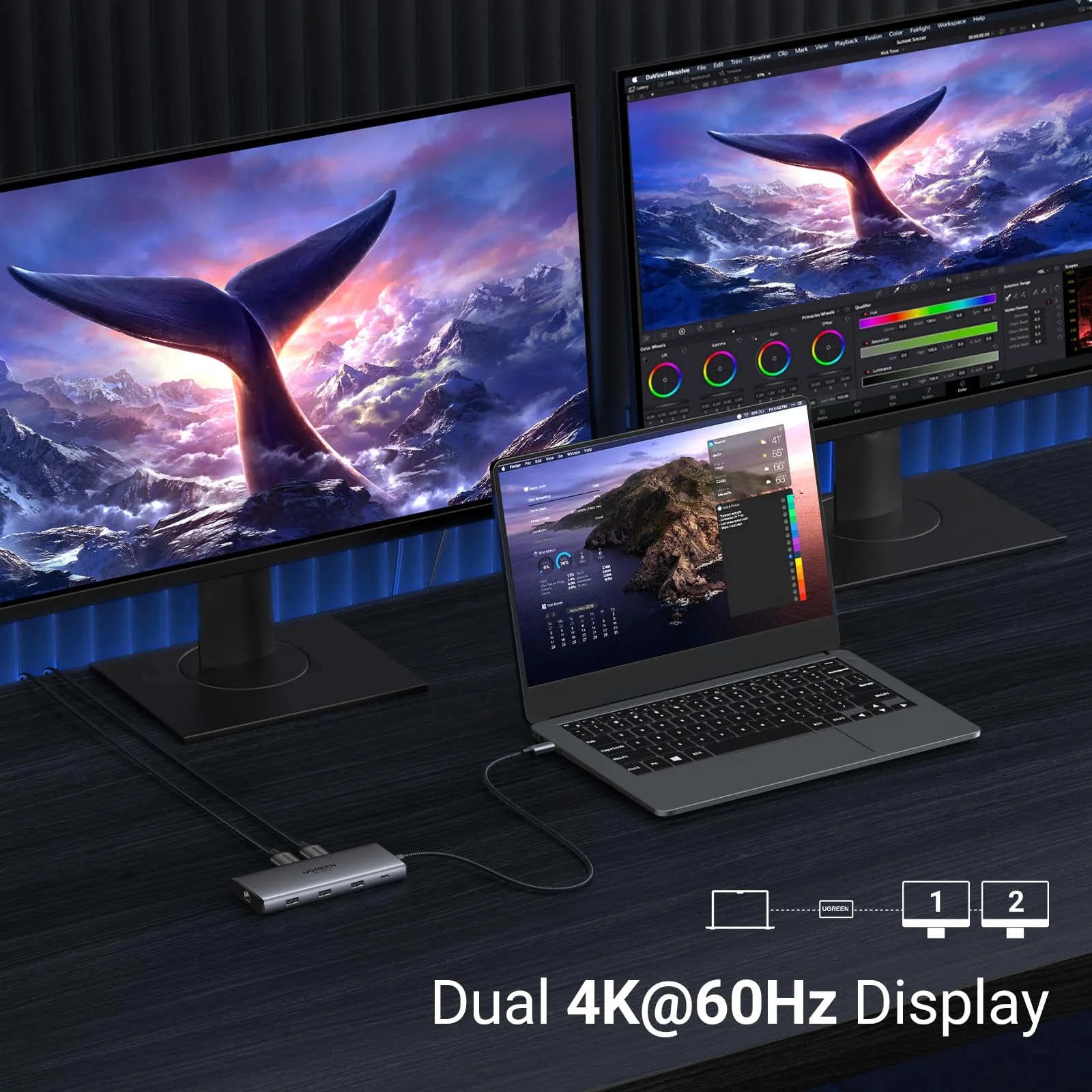 UGREEN Revodok Pro 210 10-in-1 USB-C Hub (Dual HDMI 4K@60Hz, 100W PD) - Image 3