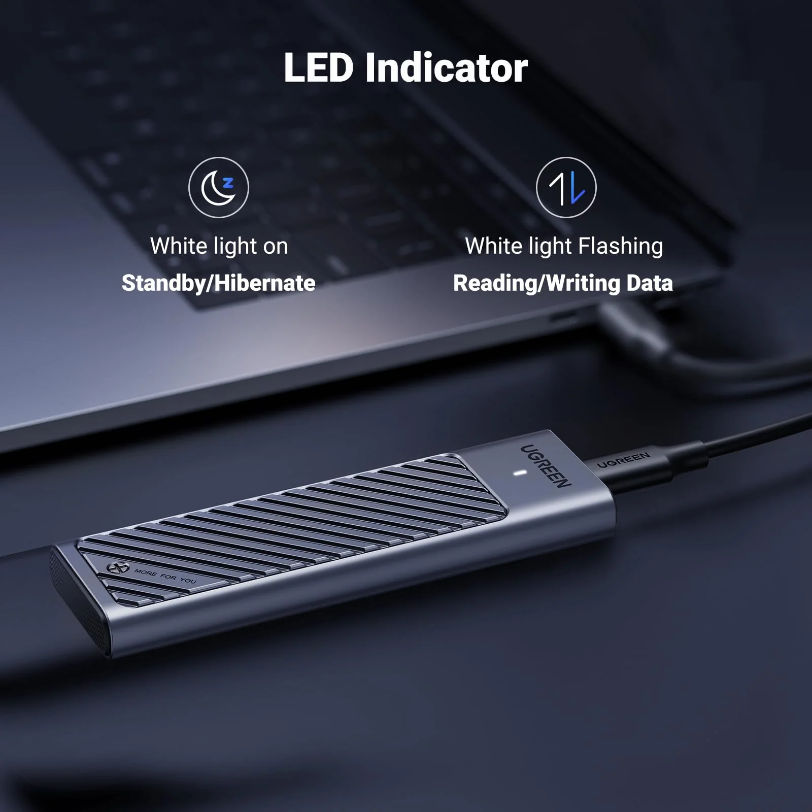 UGREEN 20Gbps NVME SATA M.2 SSD enclosure with cooling pad - Image 7