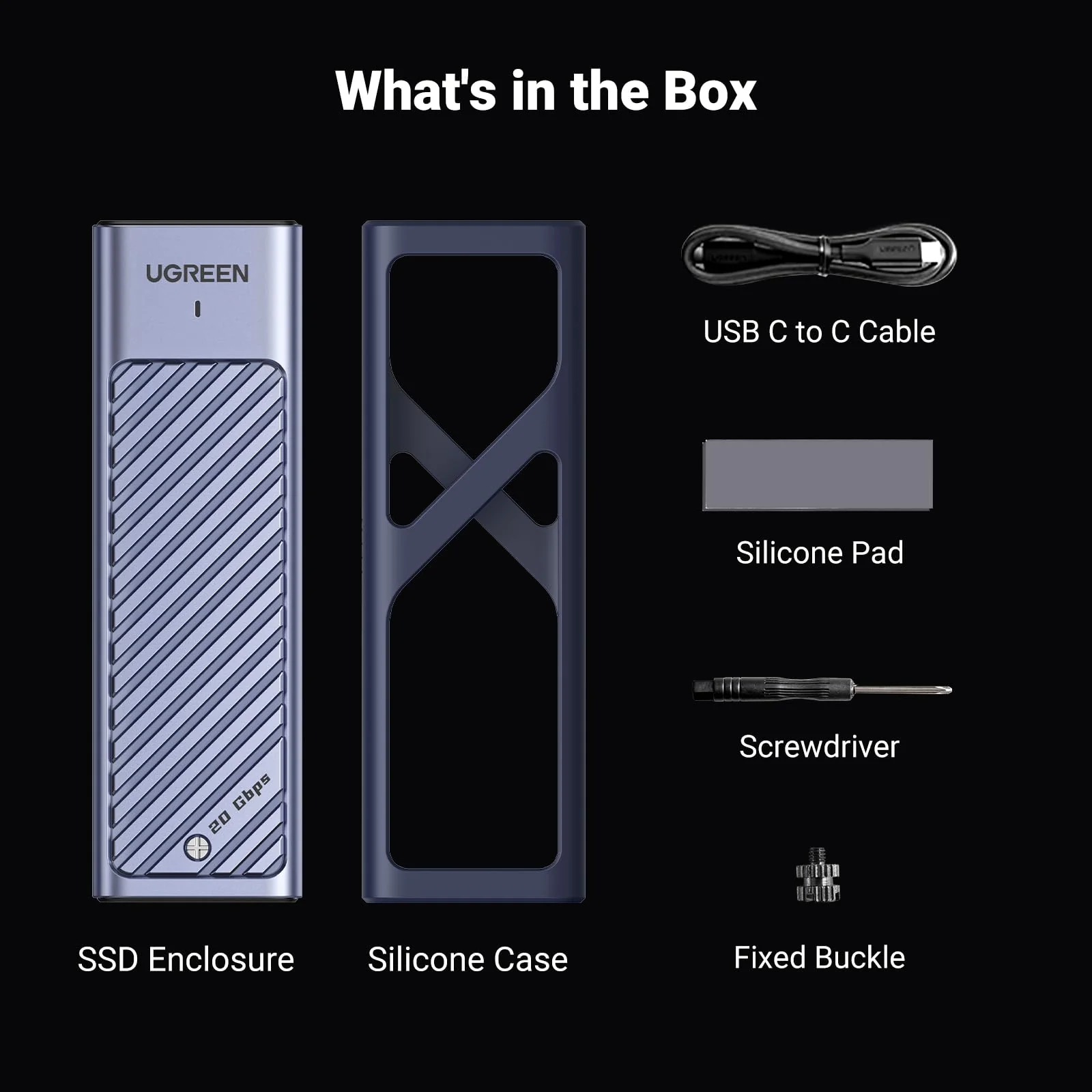 UGREEN 20Gbps NVME SATA M.2 SSD enclosure with cooling pad - Image 8