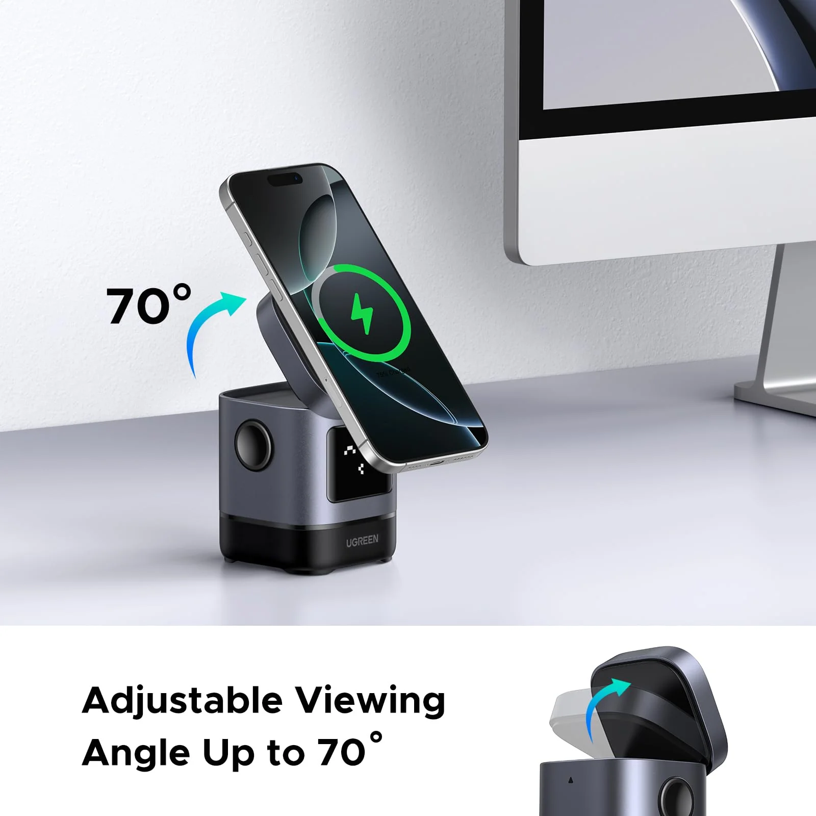 UGREEN Uno 2-in-1 Magnetic Wireless Charger 15W - Image 4