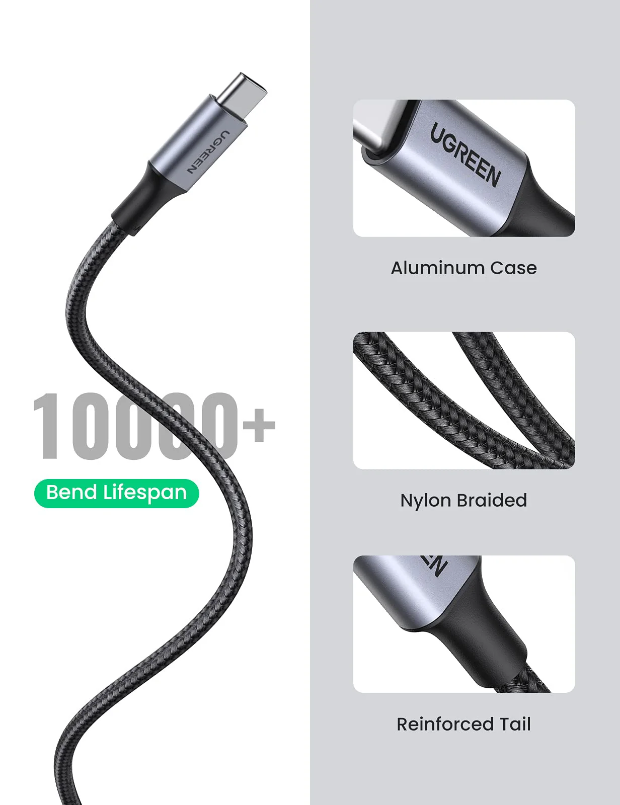 UGREEN USB A to USB C Cable (Nylon Braided 2m ) - Image 5
