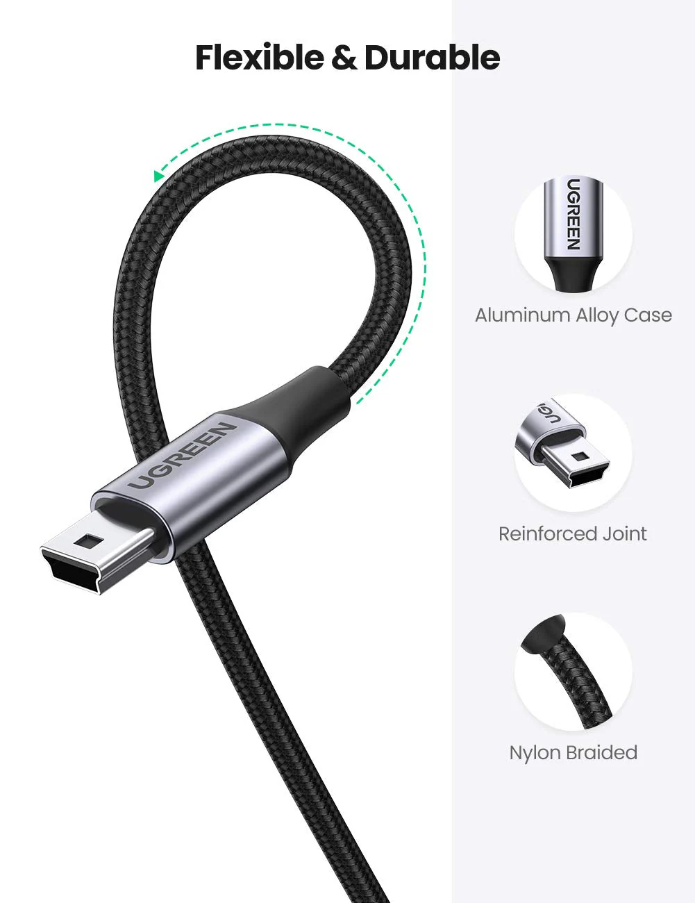 UGREEN USB Mini-B to USB-A charging cable - Image 4