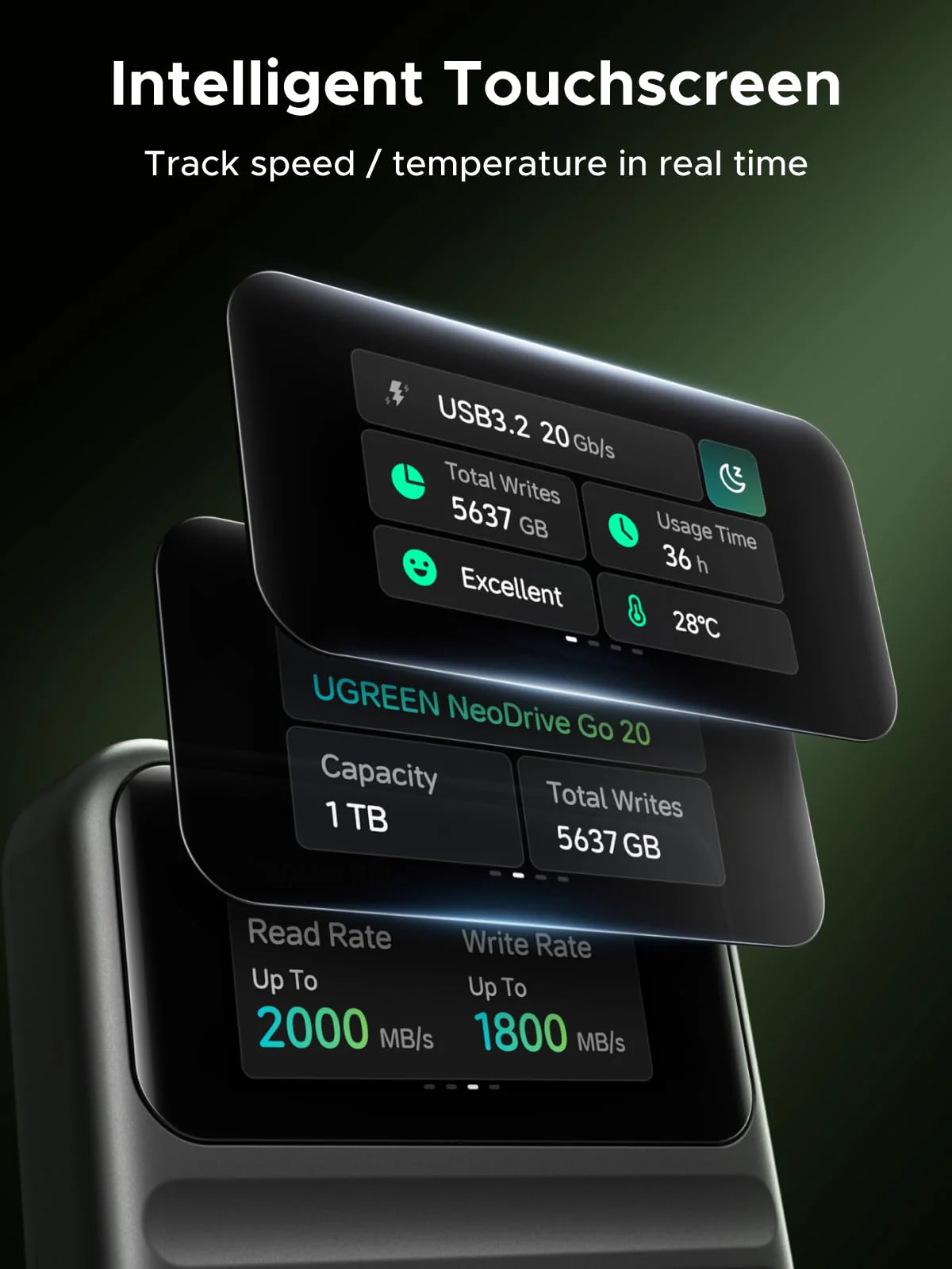 UGREEN USB 3.2 External Portable Hard Drive (1TB, Up to 2000MB/s, 20Gbps) - Image 2